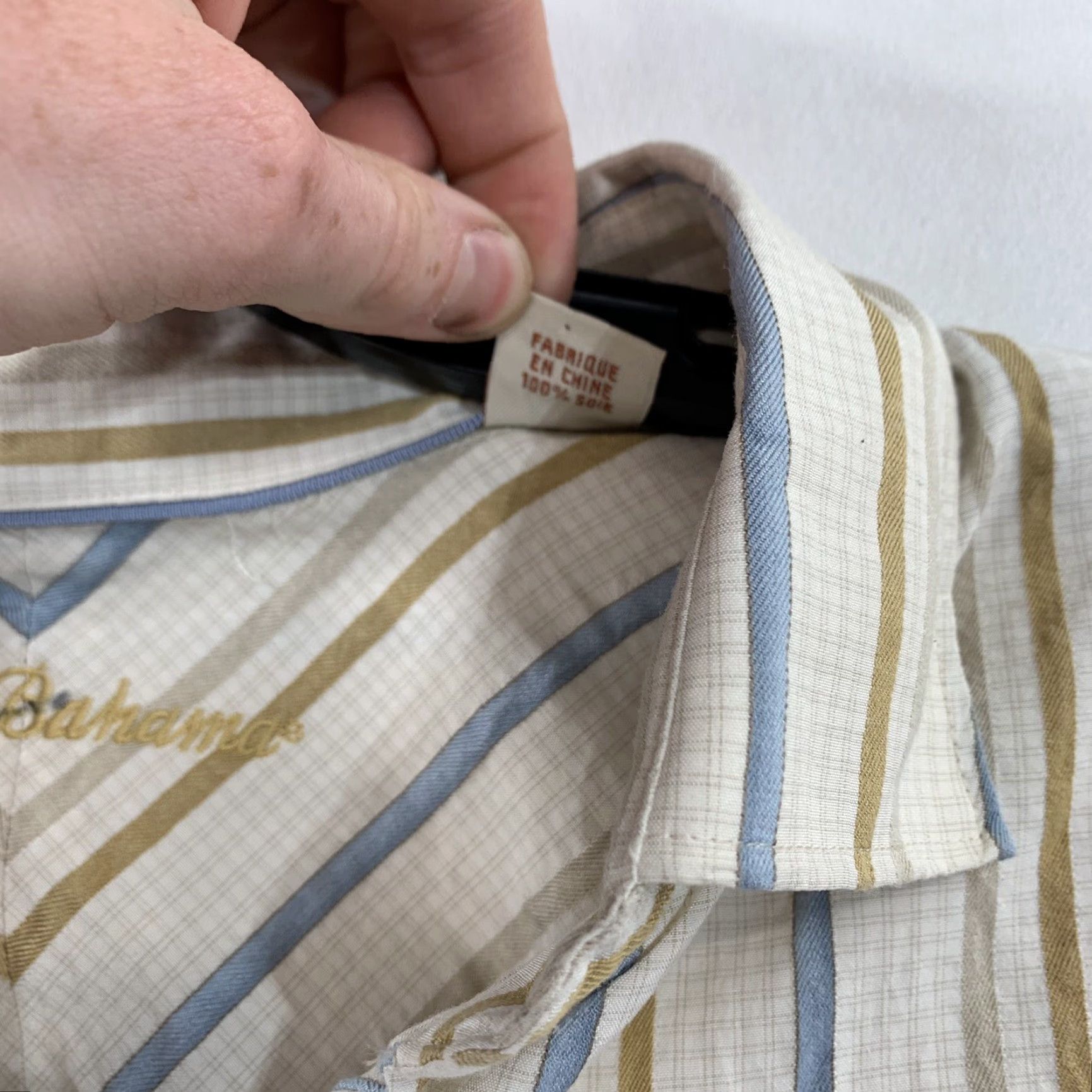 Tommy Bahama VINTAGE Tommy Bahama Shirt Mens Shirt XL White Linen Striped Button-Up Long Sleeve Casual Theme Flower 90s Size US XL / EU 56 / 4 - 5 Thumbnail