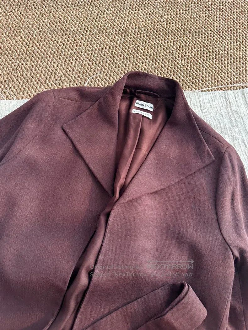 Hermes Hermes Linen casual outerwear mid-length jacket, red brown Size M / US 6-8 / IT 42-44 - 5 Thumbnail