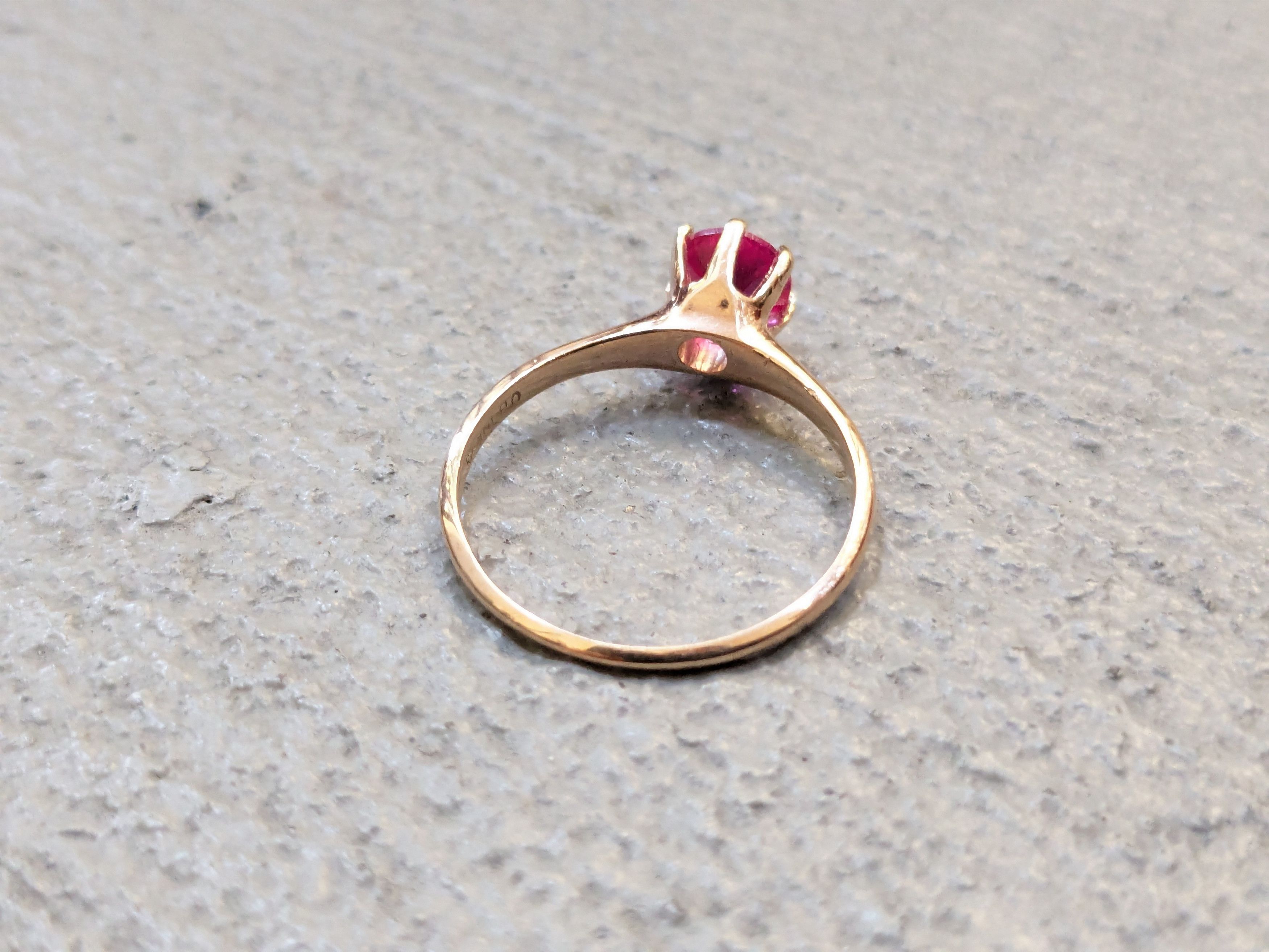 Jewelry 10k Yellow Gold Ring Lab Red Ruby Size 7 Princess Cut Size ONE SIZE - 7 Thumbnail