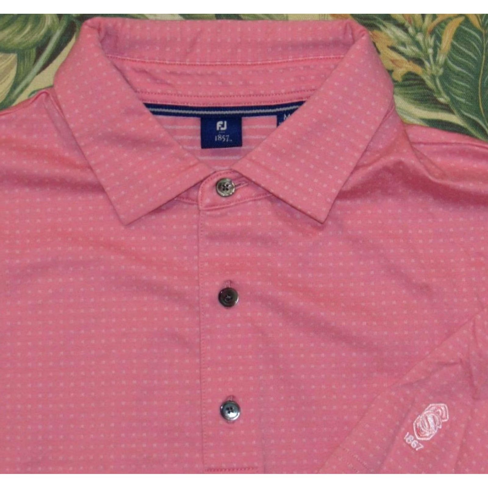 Footjoy FOOTJOY Performance Pink Polka Dot Short Sleeve Polo Shirt The Standard Club M Mens Polo Pink Polka Dot Short Sleeve Size US M / EU 48-50 / 2 - 2 Thumbnail
