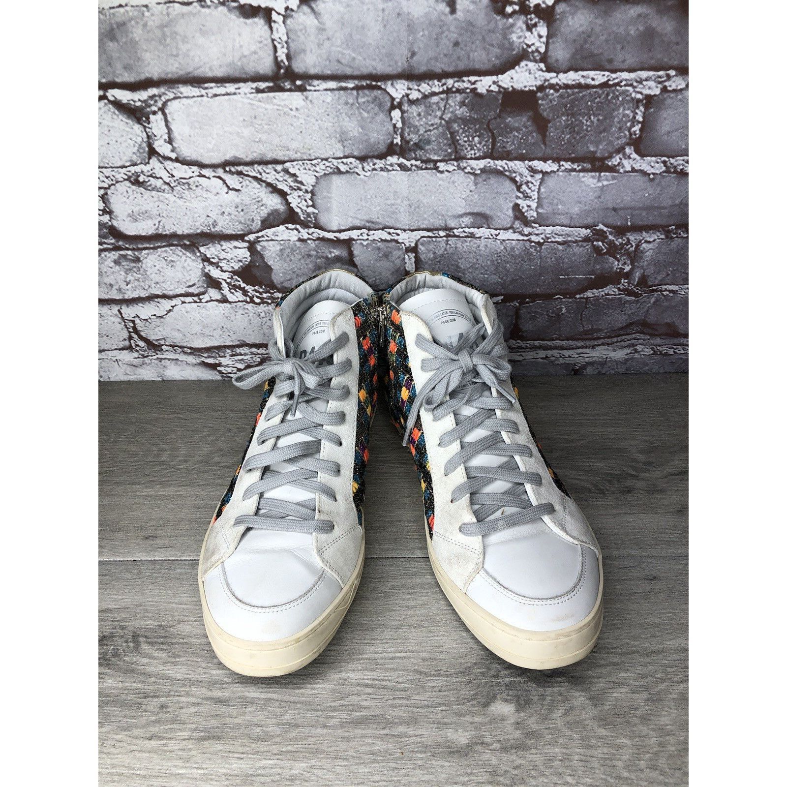 P448 P448 Skate Malhia Sneakers White Leather Lace Up High Top Sh Size US 10.5 / IT 40.5 - 16 Thumbnail