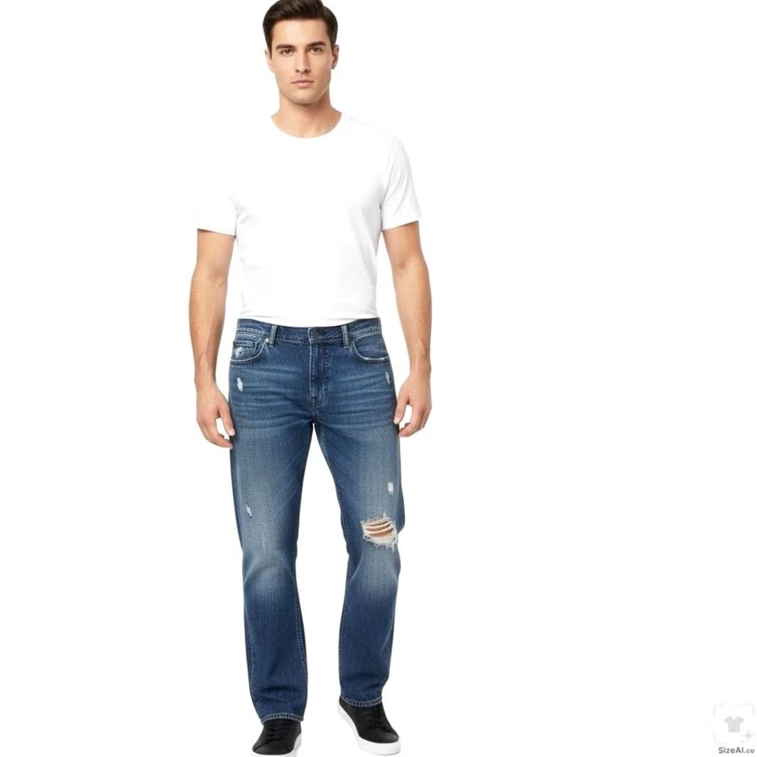 Levi's Levi's 569 Jeans Mens 38x32 Blue Medium Wash Distressed Relaxed Denim Zip Fly Jeans Distressed Pockets Logo 5-Pocket USA 569 Mens Jeans Size US 38 / EU 54 - 4 Thumbnail