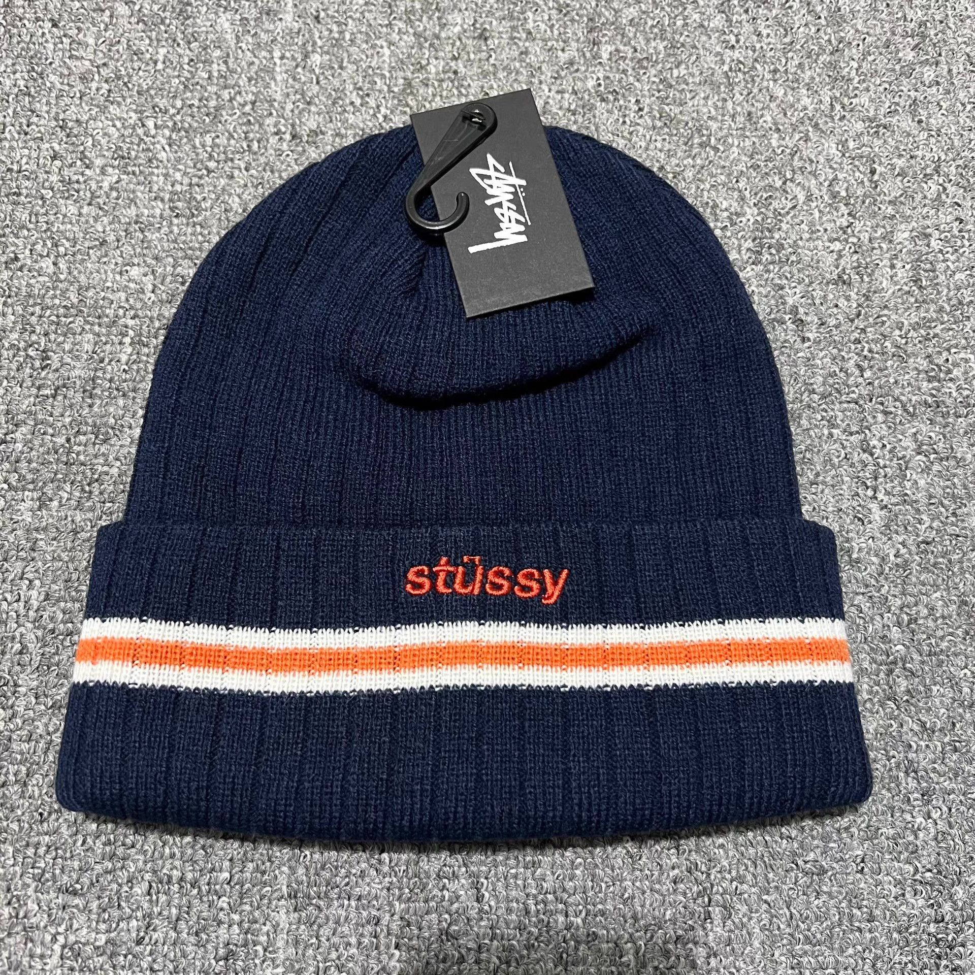 Stussy Stussy Striped Embroidered Logo Knit Beanie Q7 Size ONE SIZE - 9 Thumbnail
