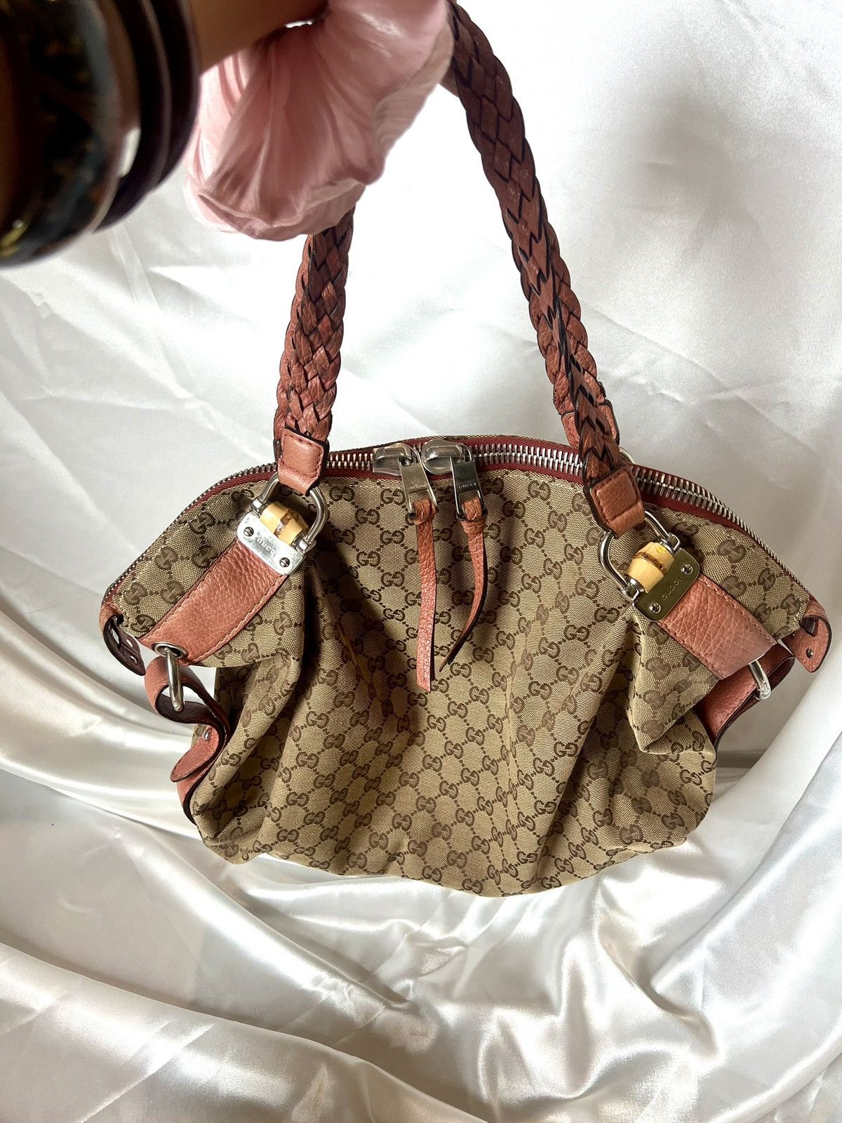 Gucci GUCCI GG Canvas & Leather Bamboo Bar Shoulder Bag Size ONE SIZE - 2 Thumbnail