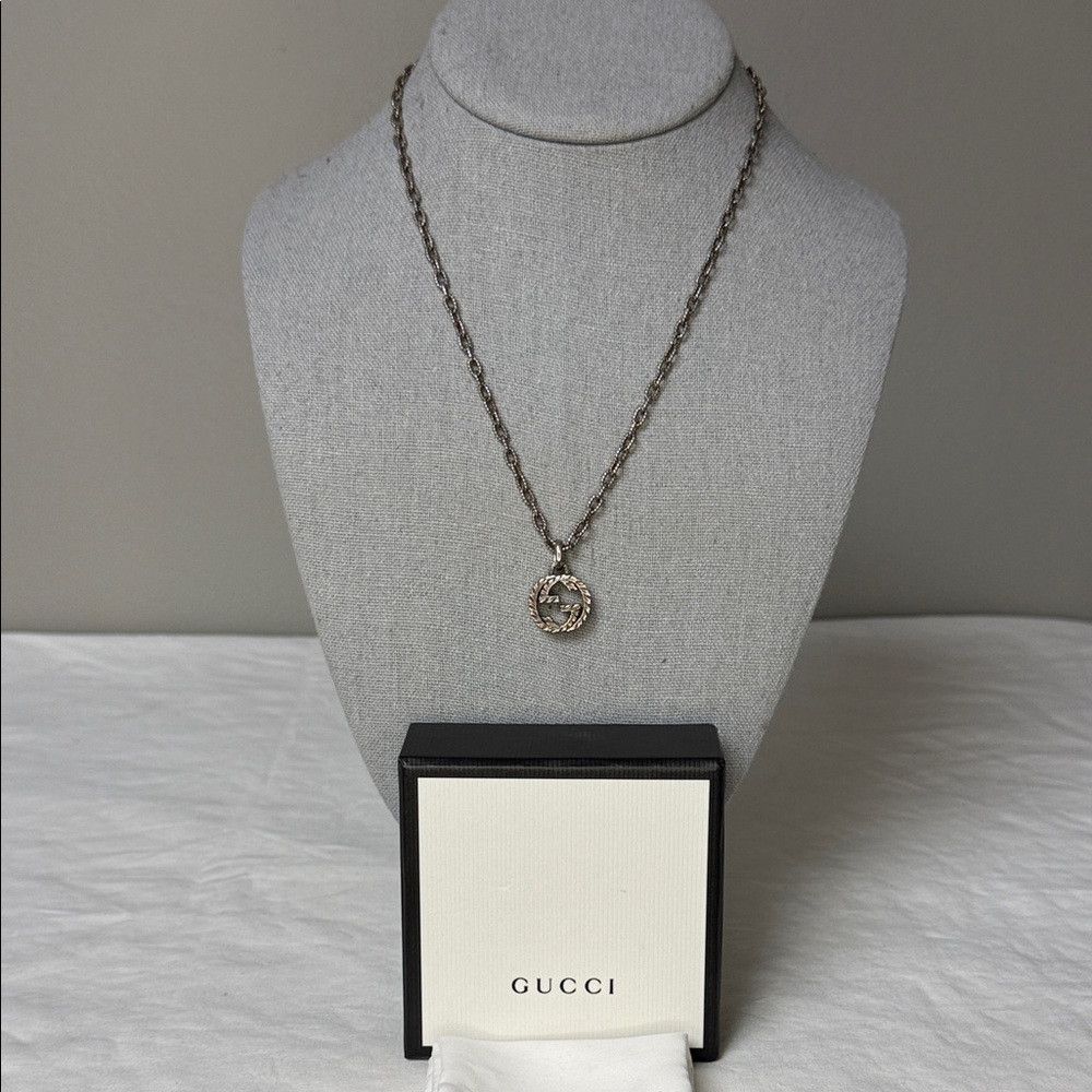 Gucci Gucci Sterling Silver Interlocking G Necklace – 17" Size ONE SIZE - 1 Thumbnail