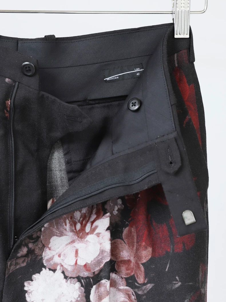 Yohji Yamamoto black floral pleated long pants Size US 42 / EU 58 - 2 Thumbnail
