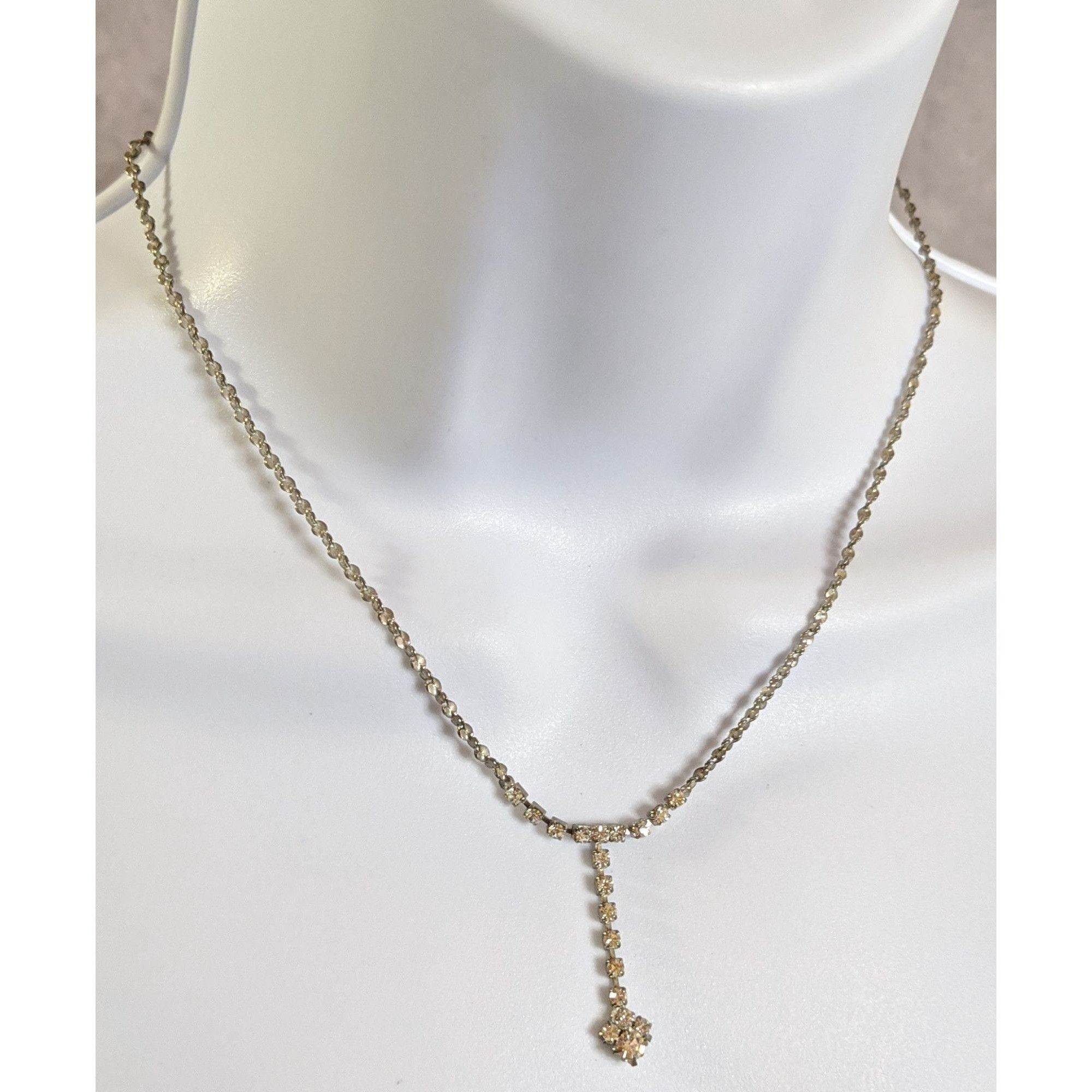 Other Vintage Rhinestone Y Necklace With Elegant Drop Pendant Size ONE SIZE - 1 Thumbnail