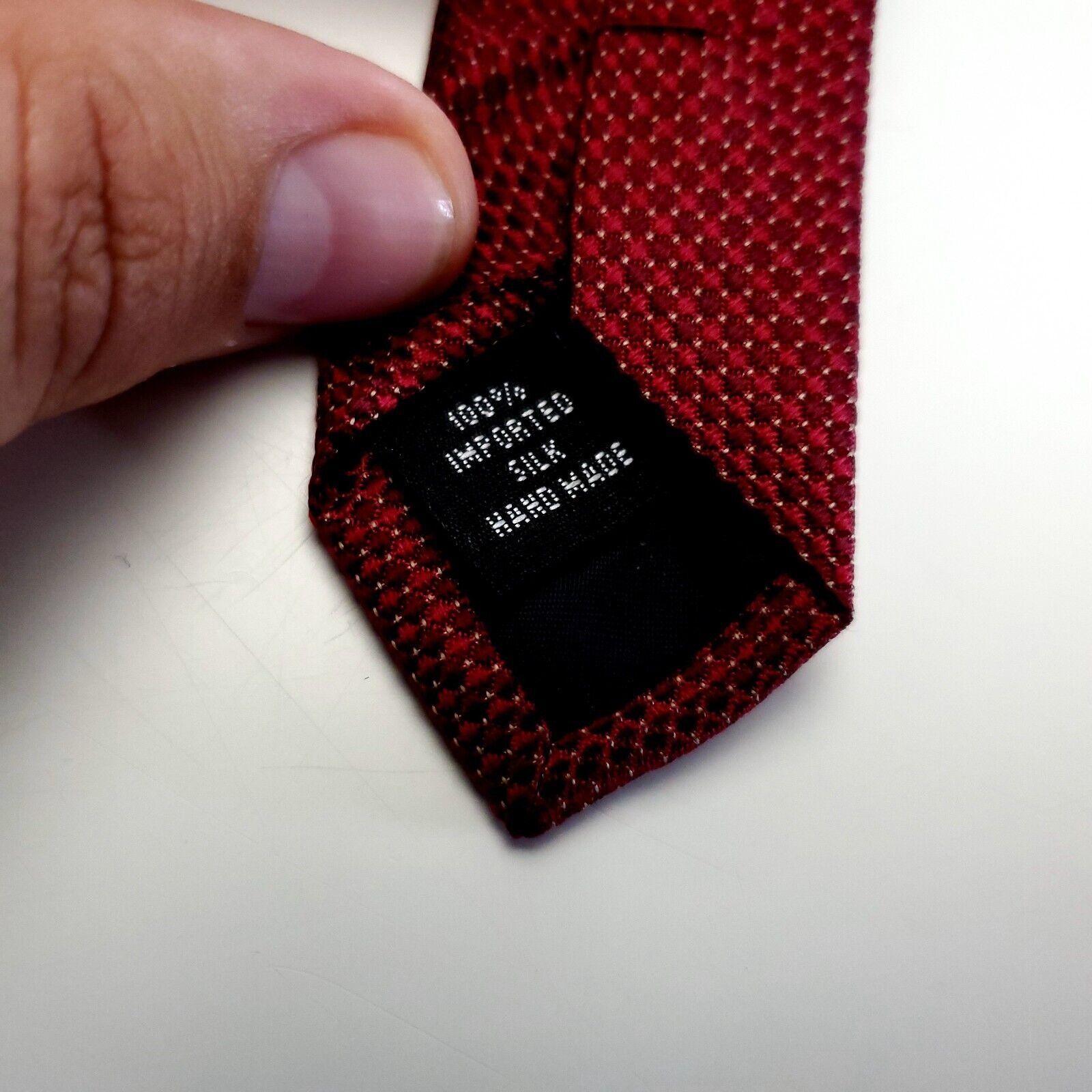 Kenneth Cole Kenneth Cole Reaction Red Check Woven Wide Silk Tie Size ONE SIZE - 4 Thumbnail