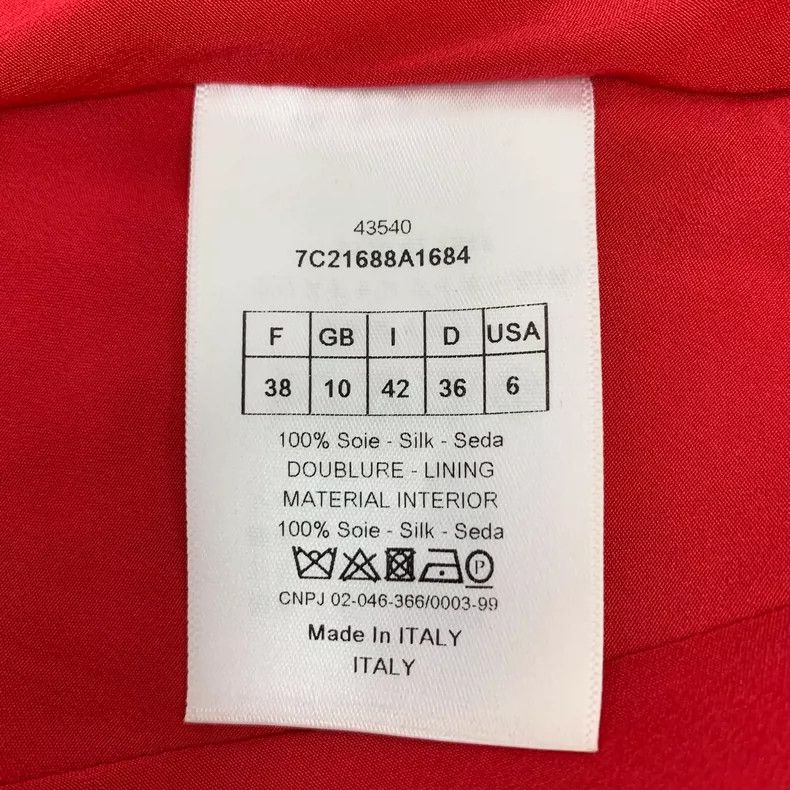 Dior Dior Red painting pigment printed silk V-neck dress 2504-Ne Size XS / US 0-2 / IT 36-38 - 7 Thumbnail