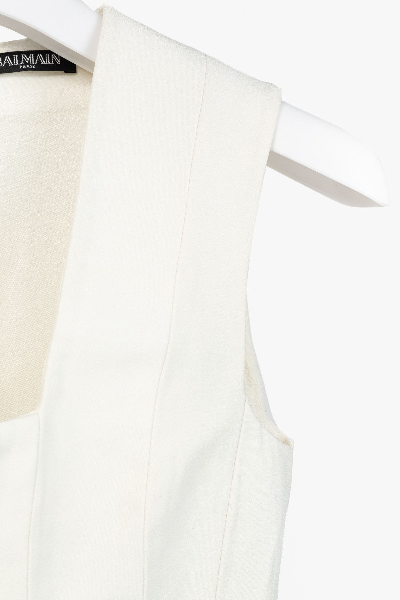 Balmain Balmain White Crepe Square-Neck Cropped Bustier Size XS / US 0-2 / IT 36-38 - 5 Thumbnail