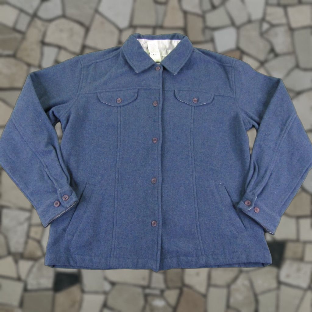 Vintage Columbia Shirt Womens Large Blue Wool Blend Shacket Overshirt Button Up Warm Top Size L / US 10 / IT 46 - 1 Thumbnail