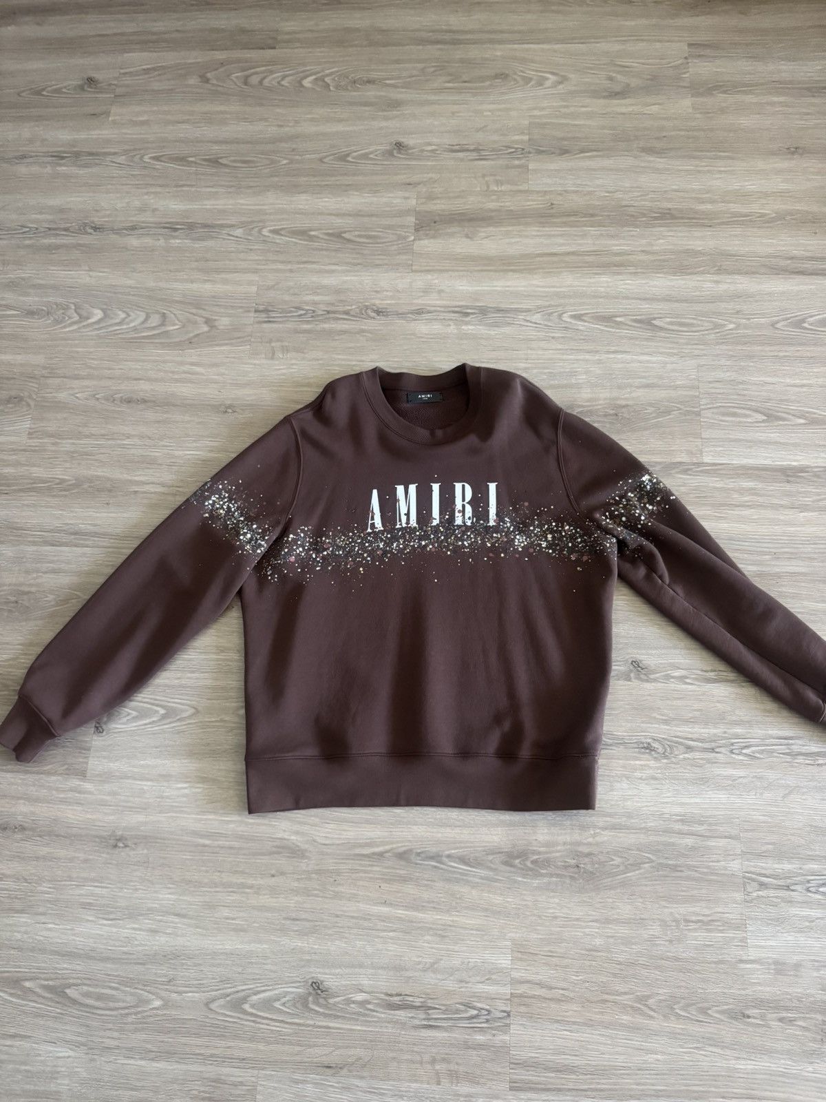 Amiri AMIRI Paint Splatter Logo Crewneck Sweatshirt – Brown Size US L / EU 52-54 / 3 - 1 Thumbnail