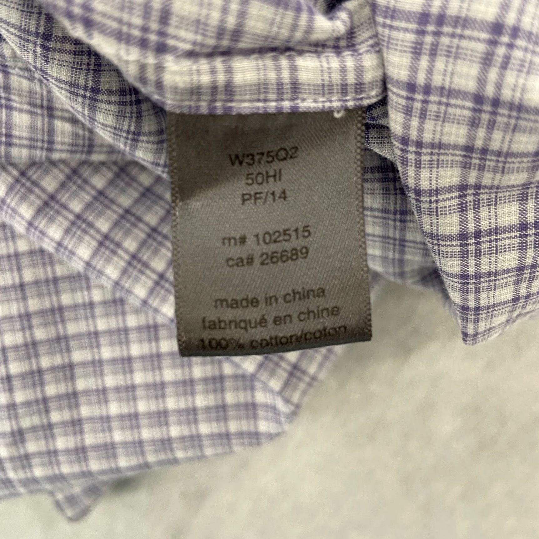 John Varvatos Vintage John Varvatos Men’s S Check Button-Up Long Sleeve Cotton Shirt Purple Gray Size US S / EU 44-46 / 1 - 6 Thumbnail