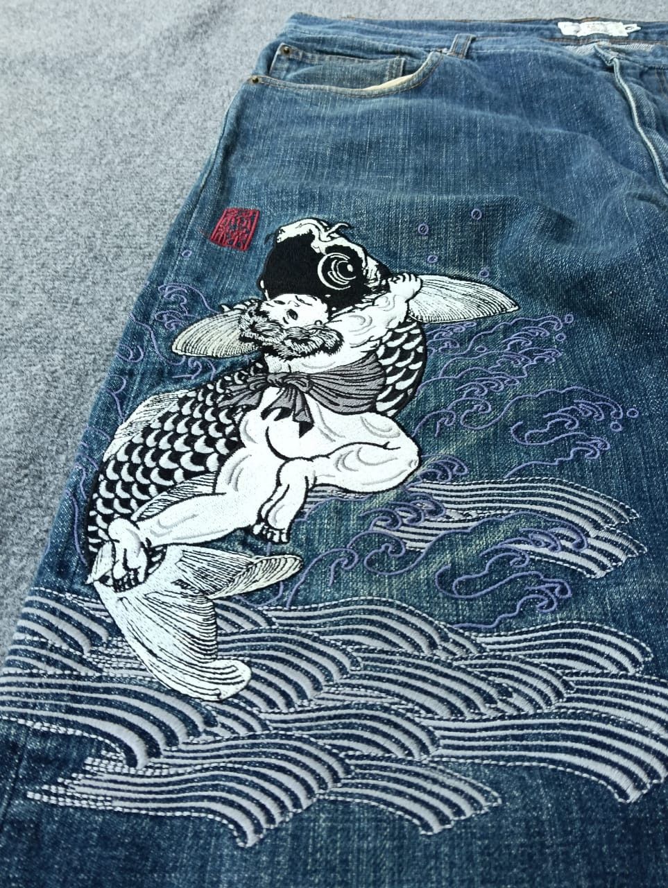 Karakuri Tamashii Karakuri Tamashii Embroidered Koi Fish Kintaro Japanese jean Size US 36 / EU 52 - 3 Thumbnail