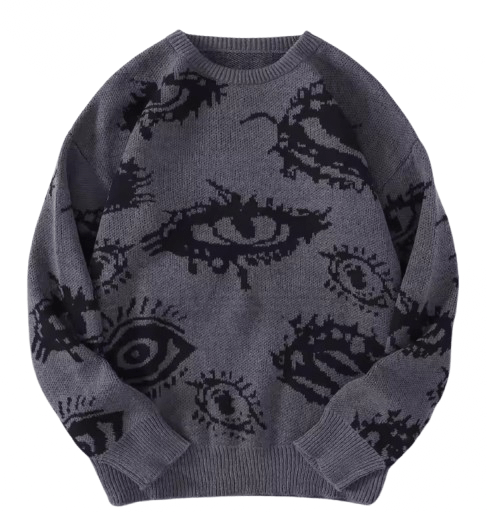 Japanese Brand Streetwear Abstract Eyes Jacquard Knitted Sweatshirt Size US S / EU 44-46 / 1 - 1 Thumbnail
