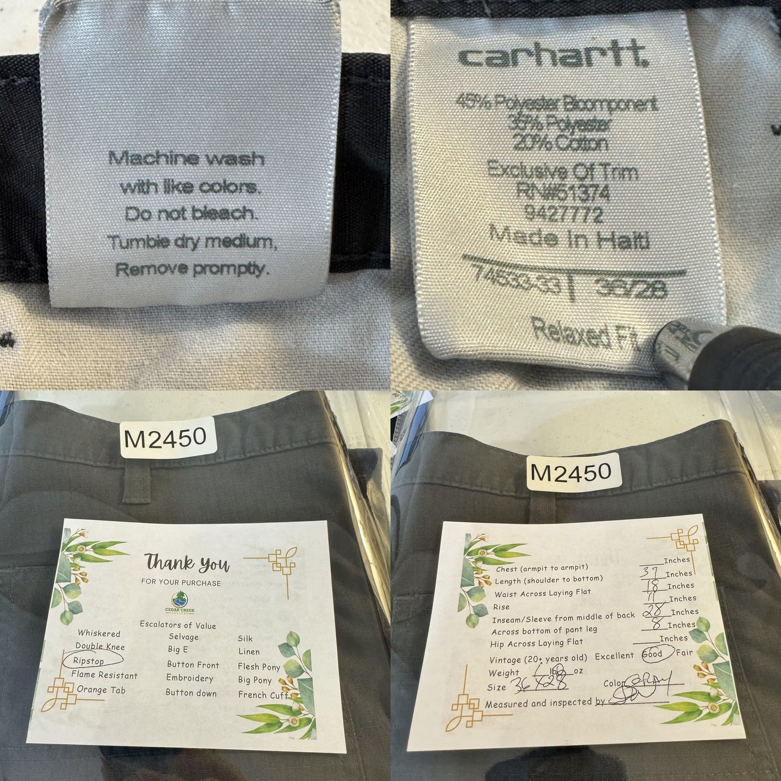 Carhartt Carhartt Pants Mens 36x28 Gray Ripstop Cargo Workwear Relaxed Fit Paint Stains Size US 36 / EU 52 - 8 Thumbnail