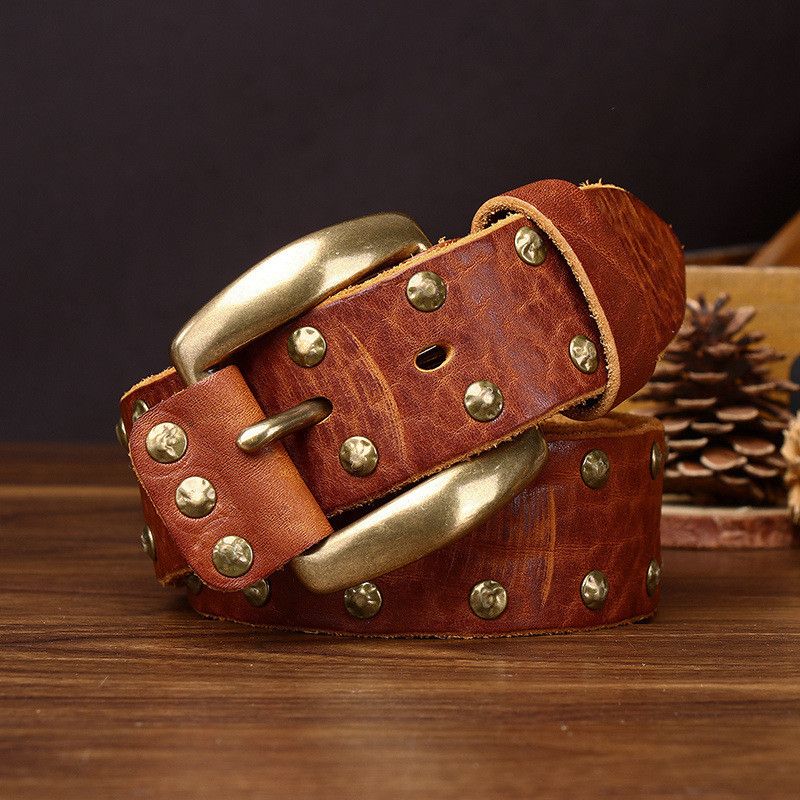 Leather Punk Rivet Leather Belt Size ONE SIZE - 1 Thumbnail