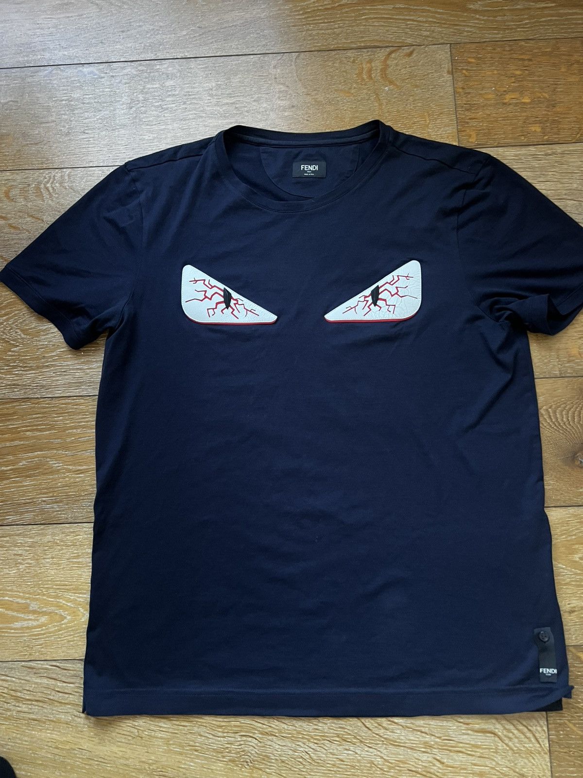 Navy fendi t shirt sale