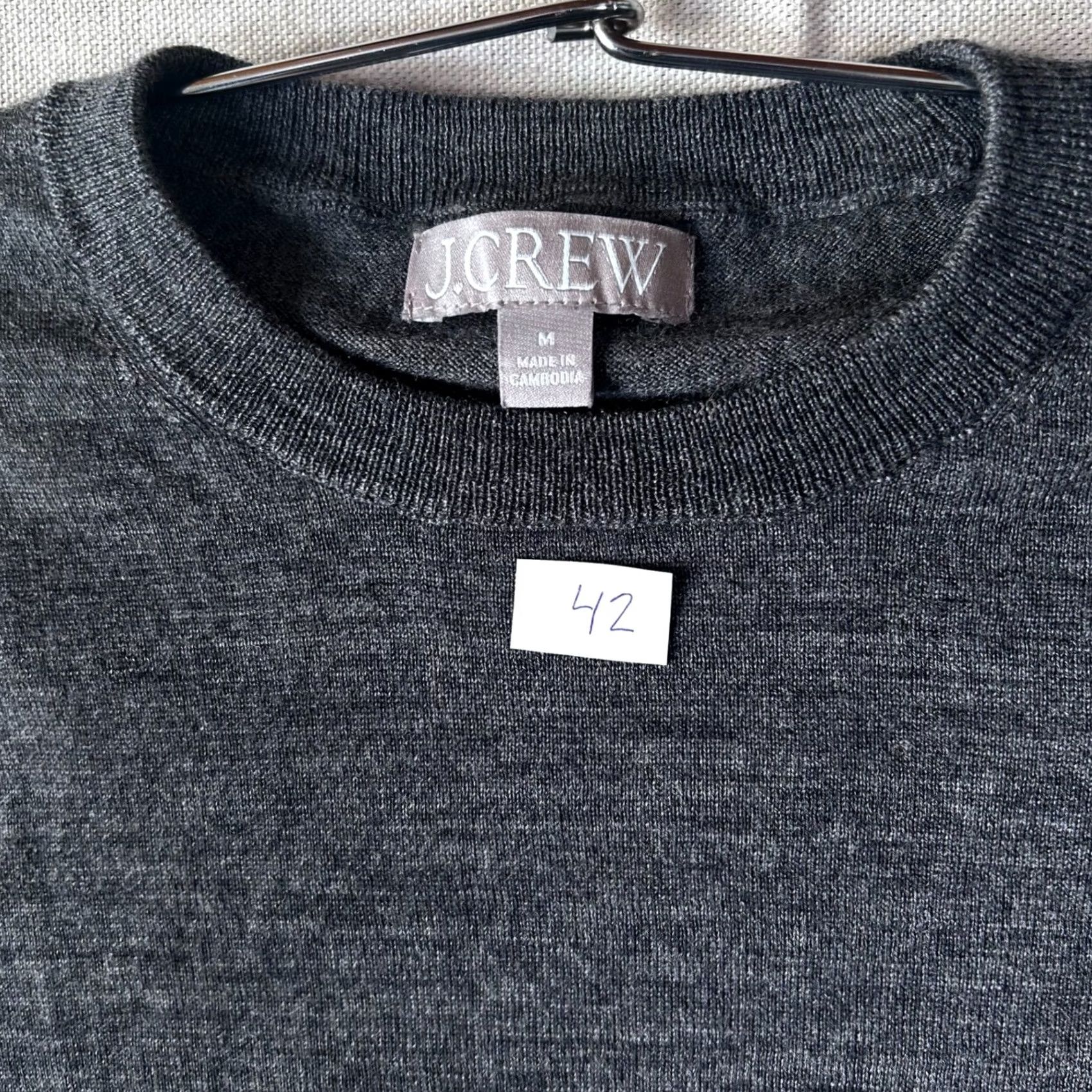 J.Crew J.Crew Womens Size M Charcoal Gray 100% Merino Wool Long Sleeve Crewneck Sweater Size M / US 6-8 / IT 42-44 - 2 Thumbnail