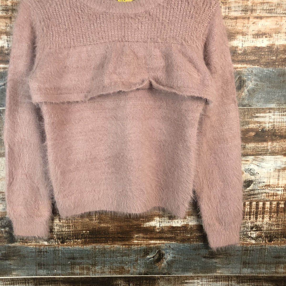 Homespun Knitwear × Japanese Brand DL Beams Heart Pink Mohair fur shaggy Knitwear #C320 Size XS / US 0-2 / IT 36-38 - 3 Thumbnail