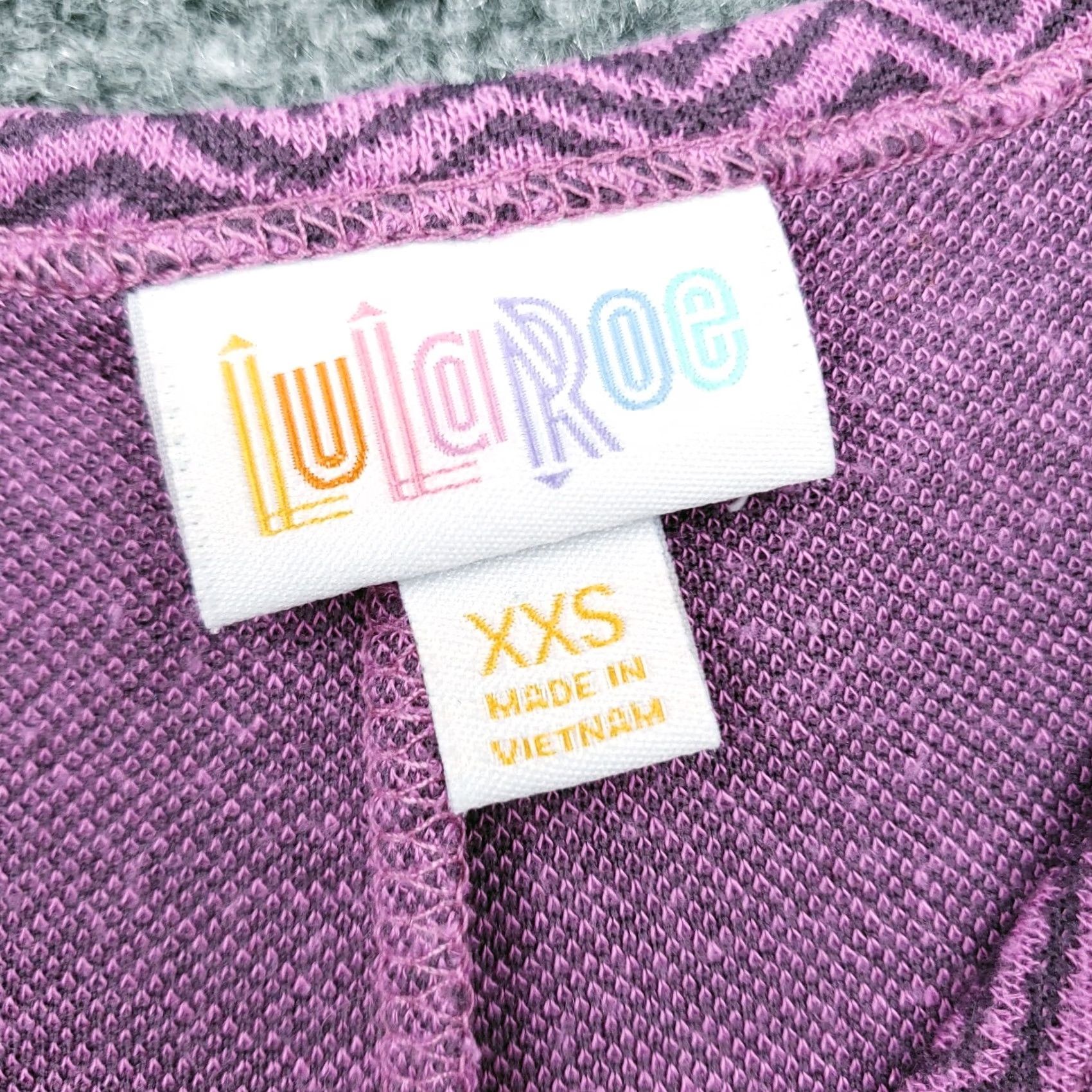 Vintage VINTAGE LuLaRoe Dress Womens 2XS Purple Trapeze Swing Hi-Low Short Sleeve Chevron Knit Casual Womens Size 24" / US 00 / IT 34 - 3 Thumbnail