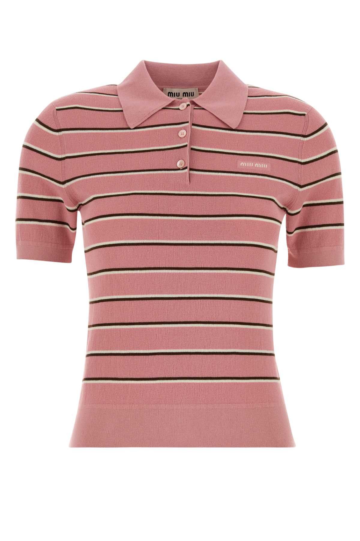 Embroidered Stretch Cotton Blend Polo Shirt