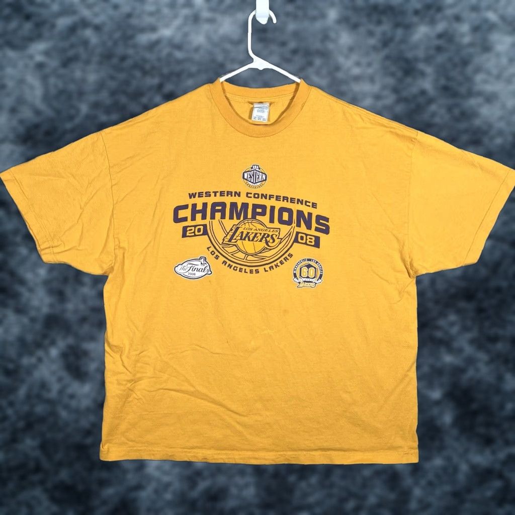 Champion Los Angeles Lakers Western Conference Champions T Shirt Adult 3XL Yellow Size US XXL / EU 58 / 5 - 1 Thumbnail