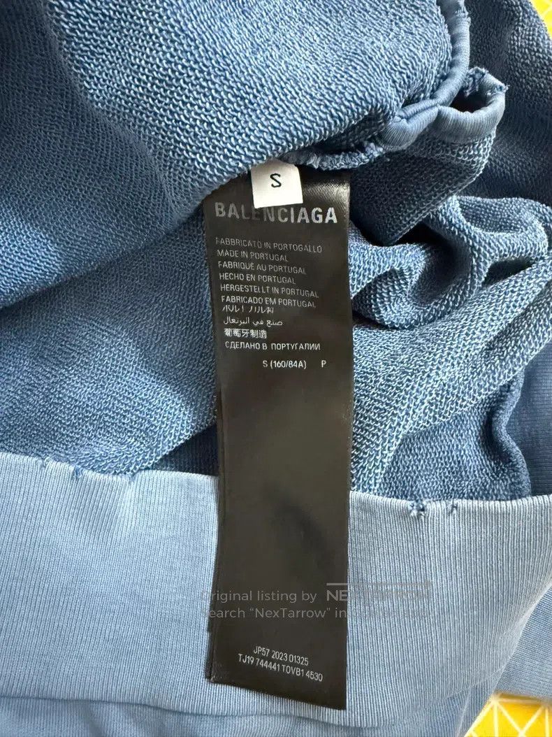 Balenciaga Balenciaga Haze Blue Tape Hooded Sweatshirt Size US S / EU 44-46 / 1 - 6 Thumbnail