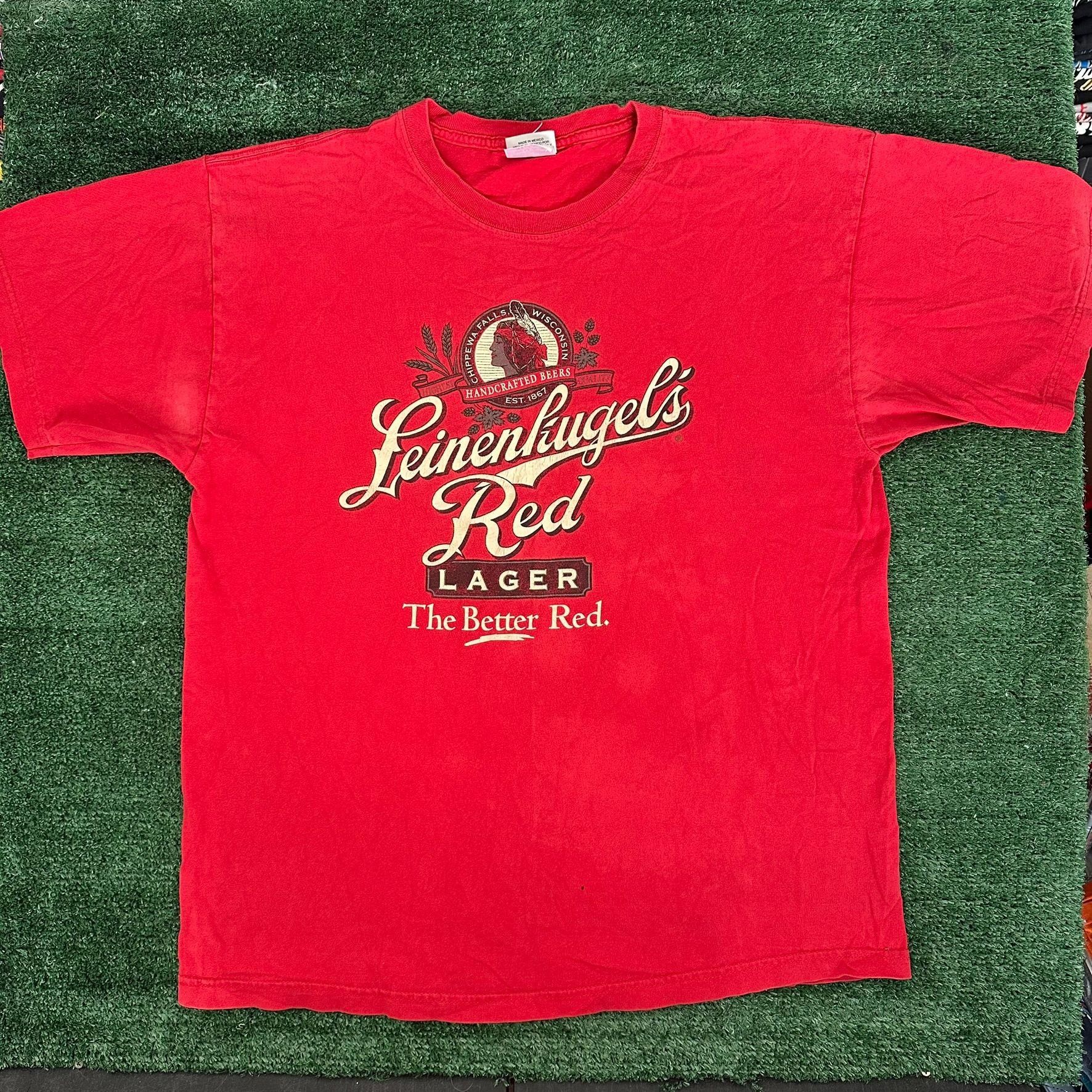 Vintage Vintage 90s Leinenkugel's Red Lager T-Shirt Boxy Grunge Beer Size US XL / EU 56 / 4 - 1 Thumbnail
