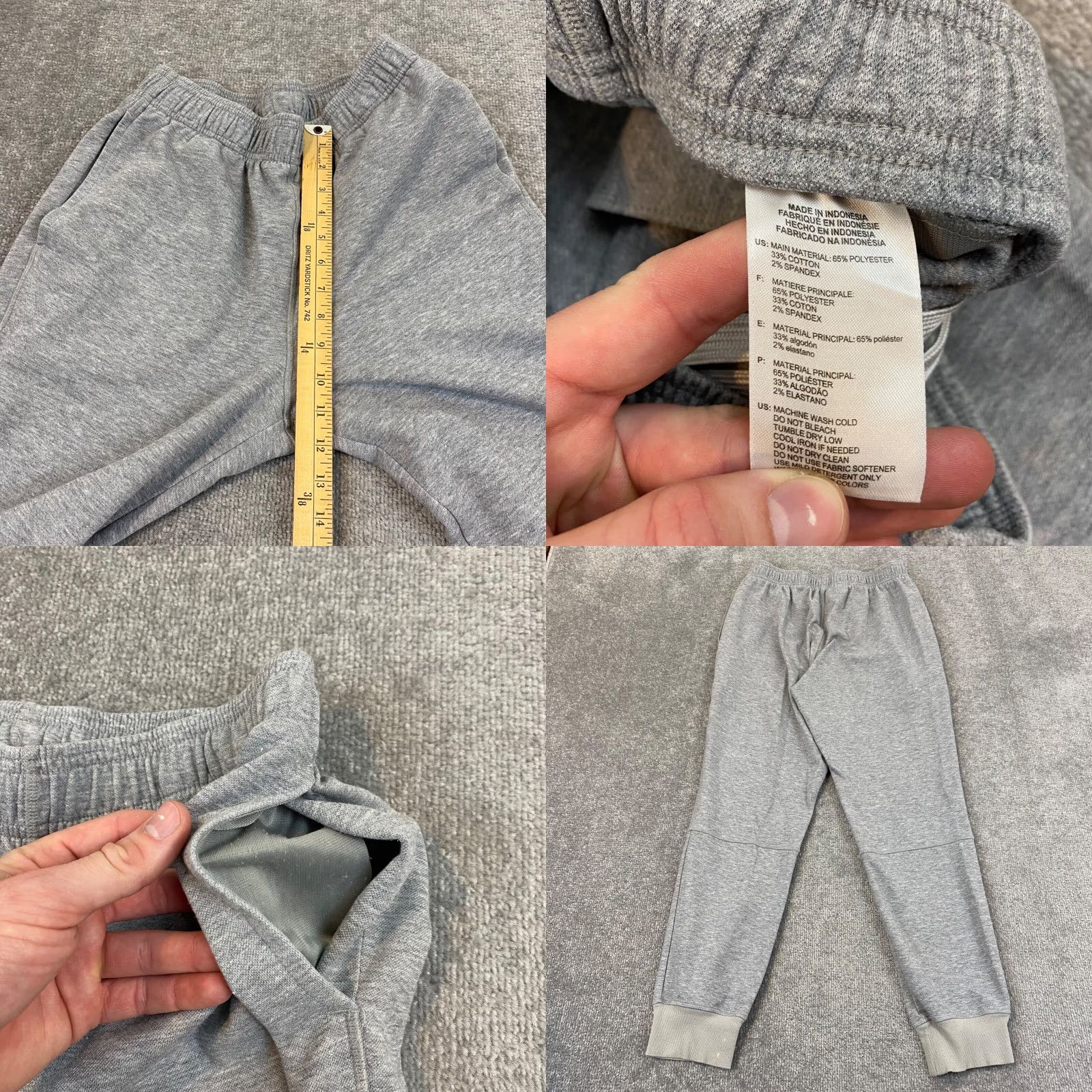 Adidas Adidas Sweatpants Mens Medium Heather Gray Jogger Sweatpants 28" Tapered Stretch Gray 28" Pockets Elastic Waist Size US 31 - 8 Thumbnail