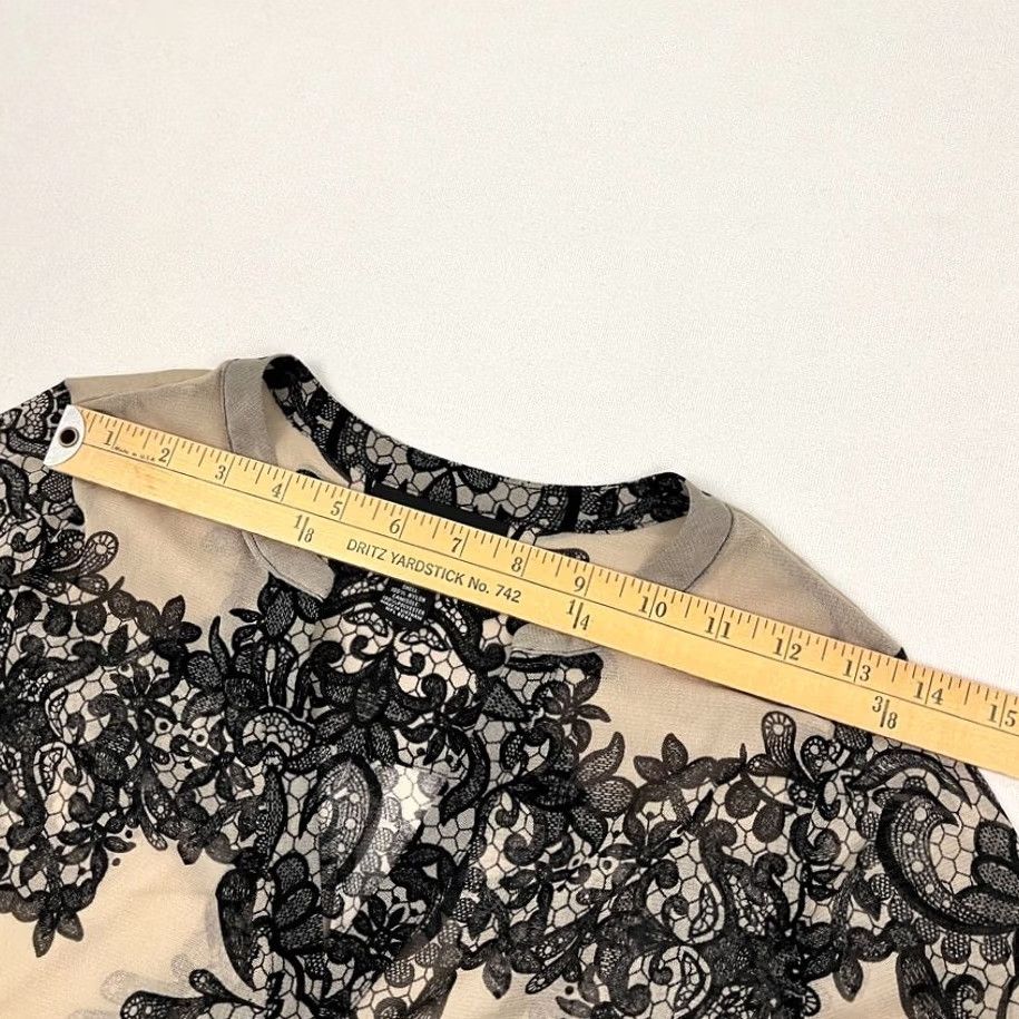 Vintage INC International Concepts Blouse Womens M Sheer Black Tan Lace Layers Neck Size M / US 6-8 / IT 42-44 - 7 Thumbnail