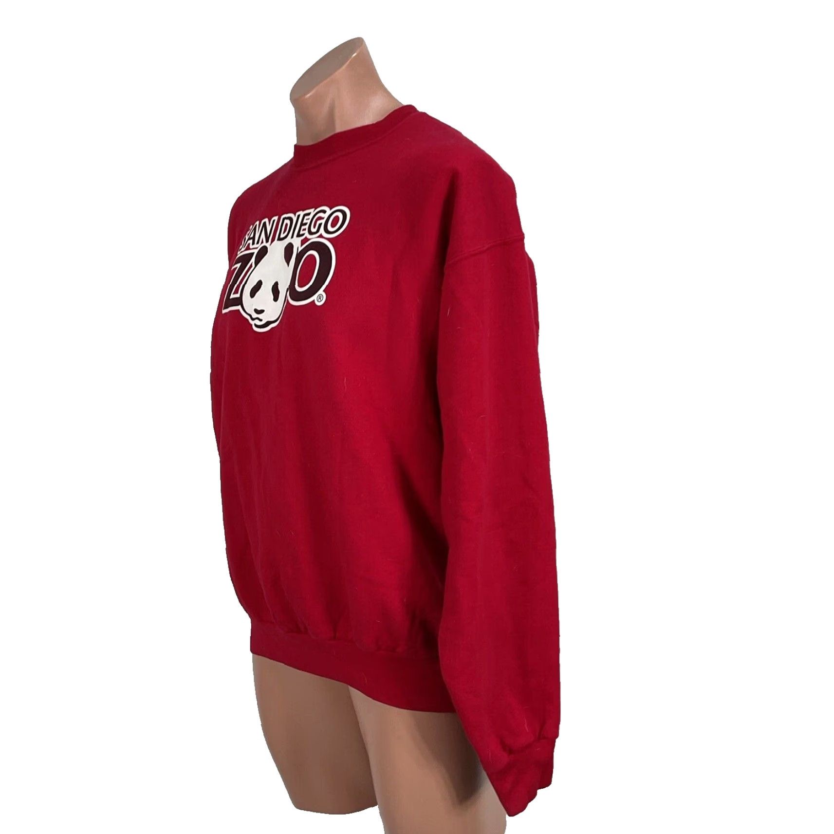 VINTAGE Hanes San Diego Zoo Giant Panda Sweatshirt Shirt Pullover Crew Neck Long Sleeve Red L Unisex Adults Mens