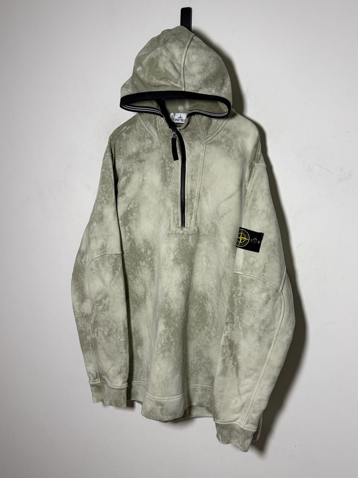 Stone Island half-zip hoodie hand corrosion