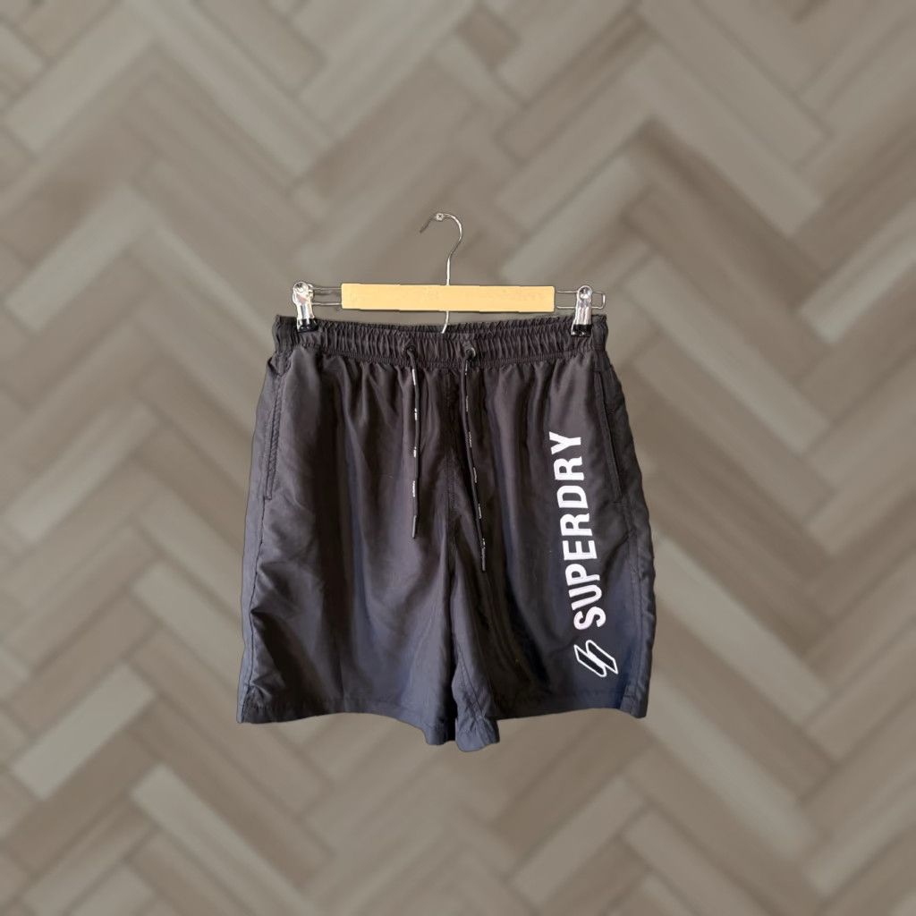Superdry VINTAGE Superdry Mens Black Swimtrunks w/ Lining Size Small w/ Drawstring Size ONE SIZE - 1 Thumbnail