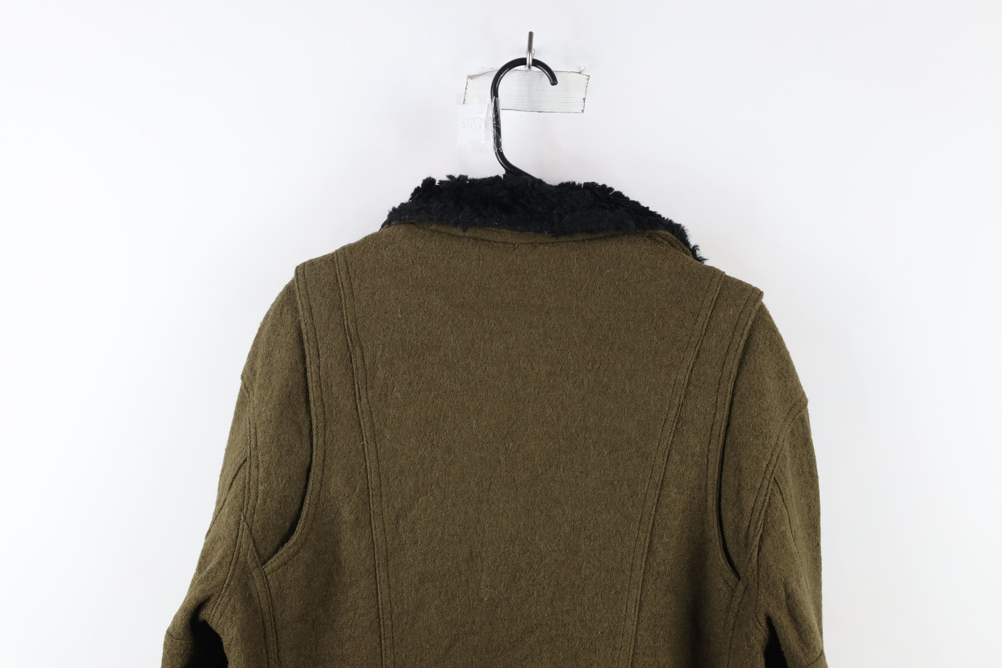 Free People × Vintage Free People Chic Asymmetrical Zip Wool Bomber Jacket Green Size M / US 6-8 / IT 42-44 - 13 Thumbnail