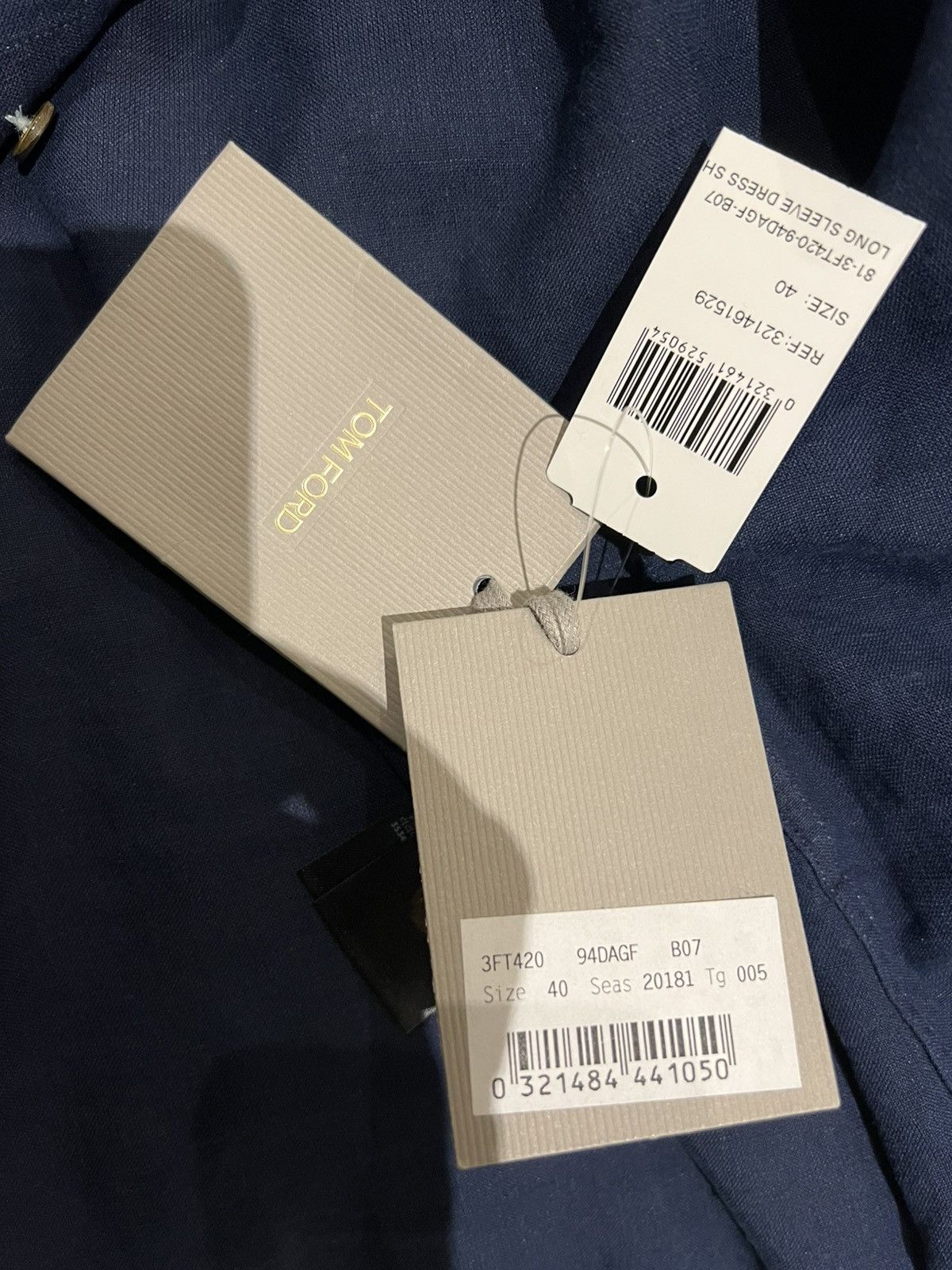 Tom Ford Tom ford linen navy medium 15/5 40 dress shirt Size US M / EU 48-50 / 2 - 16 Thumbnail