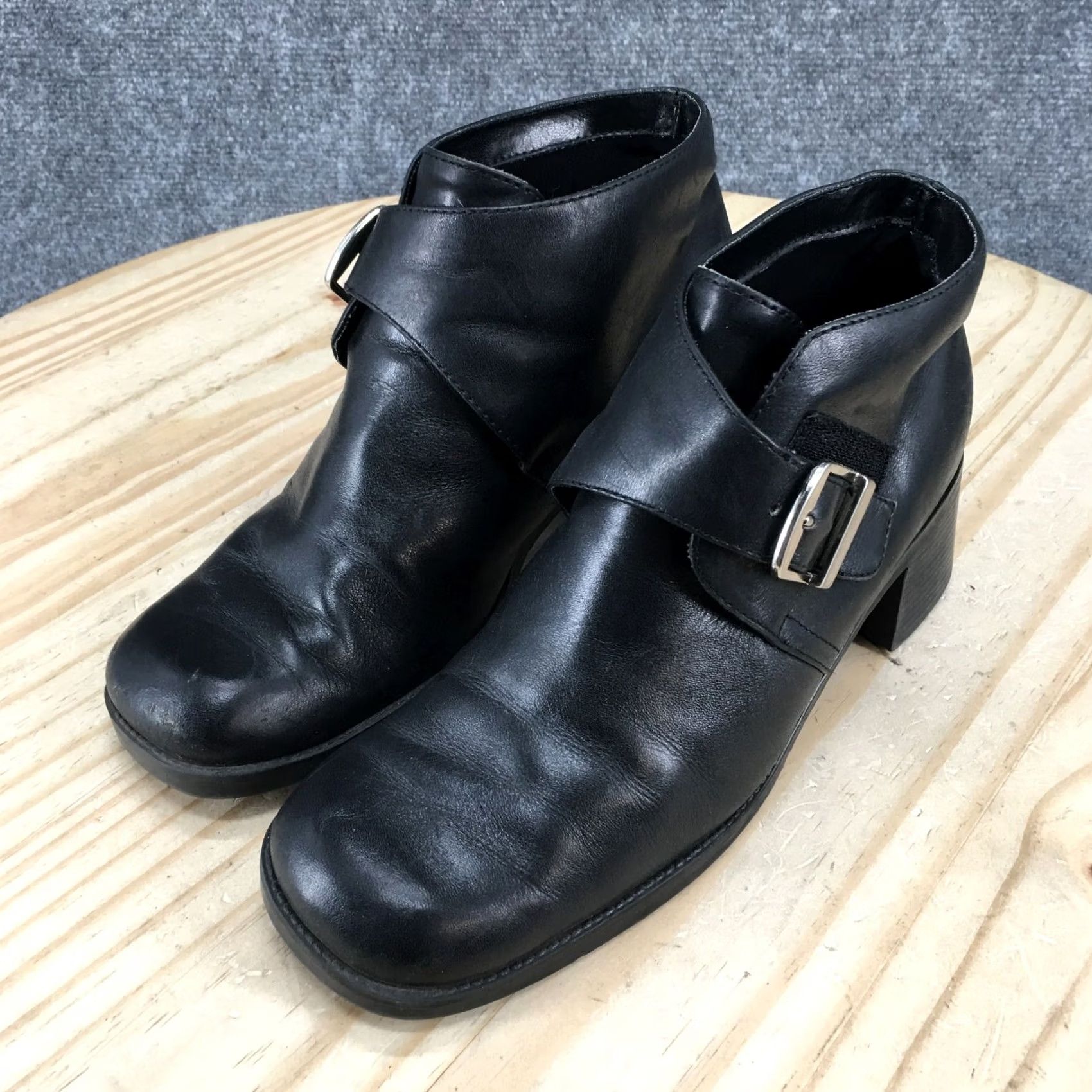 Vintage White Mountain Boots Womens 8 M Sandra Ankle Booties Black Leather Heel 2in Zip Casual Block Heel Bootie Mens Womens Size US 8 / IT 38 - 3 Thumbnail