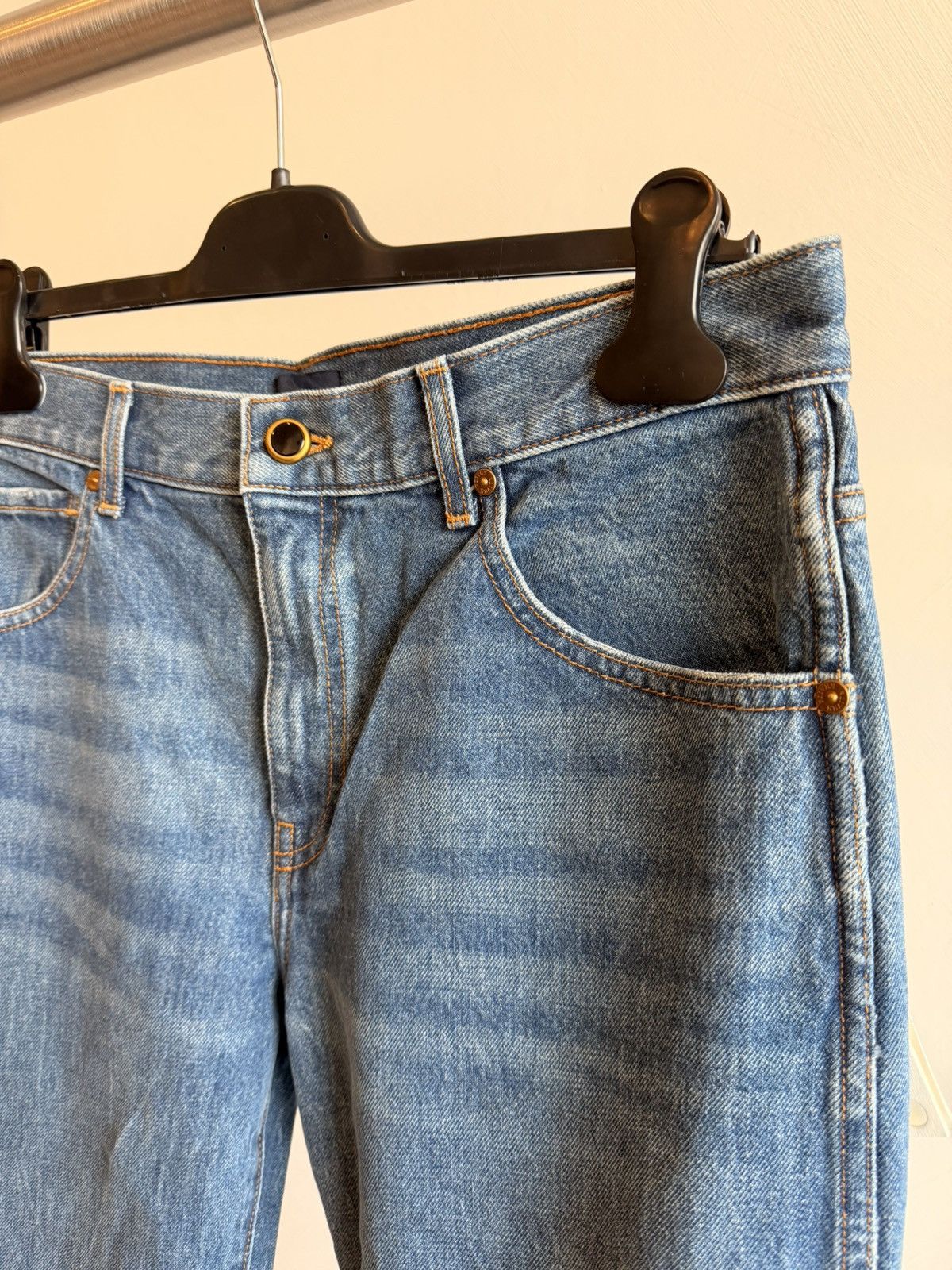 KHAITE NWT Khaite Kerrie Jeans Denim Straight Leg Raw Hem Size 30 Size 30" / US 8 / IT 44 - 3 Thumbnail