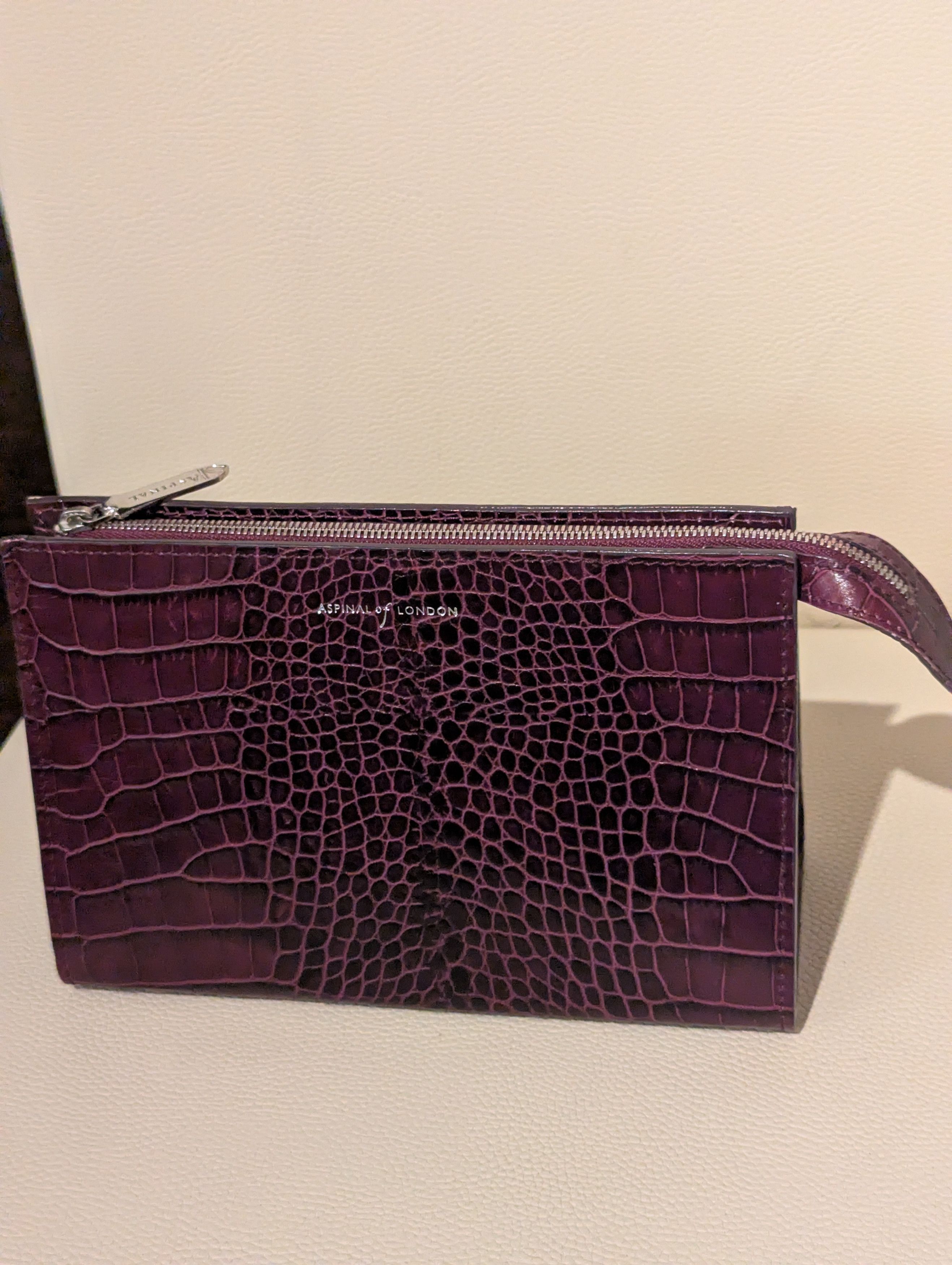 Aspinal of London Purple crocodile effect clutch with vanity wallet/mirror Size ONE SIZE - 2 Thumbnail