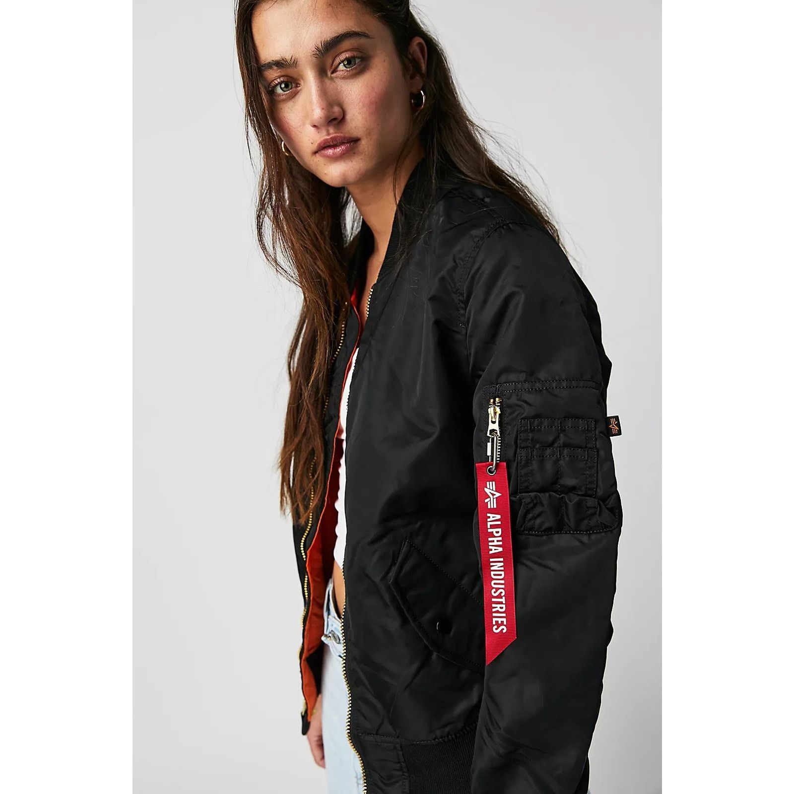 Alpha Industries × Free People New Bomber Jacket $200 SMALL Black Utility Size S / US 4 / IT 40 - 2 Thumbnail