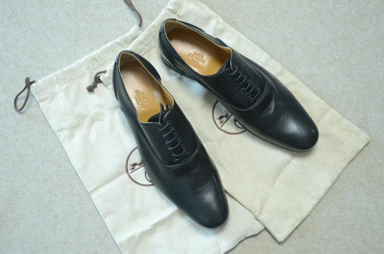 Hermes Hermes Black Leather Sole Derby Shoes 41 EU Size US 8 / EU 41 - 2 Thumbnail