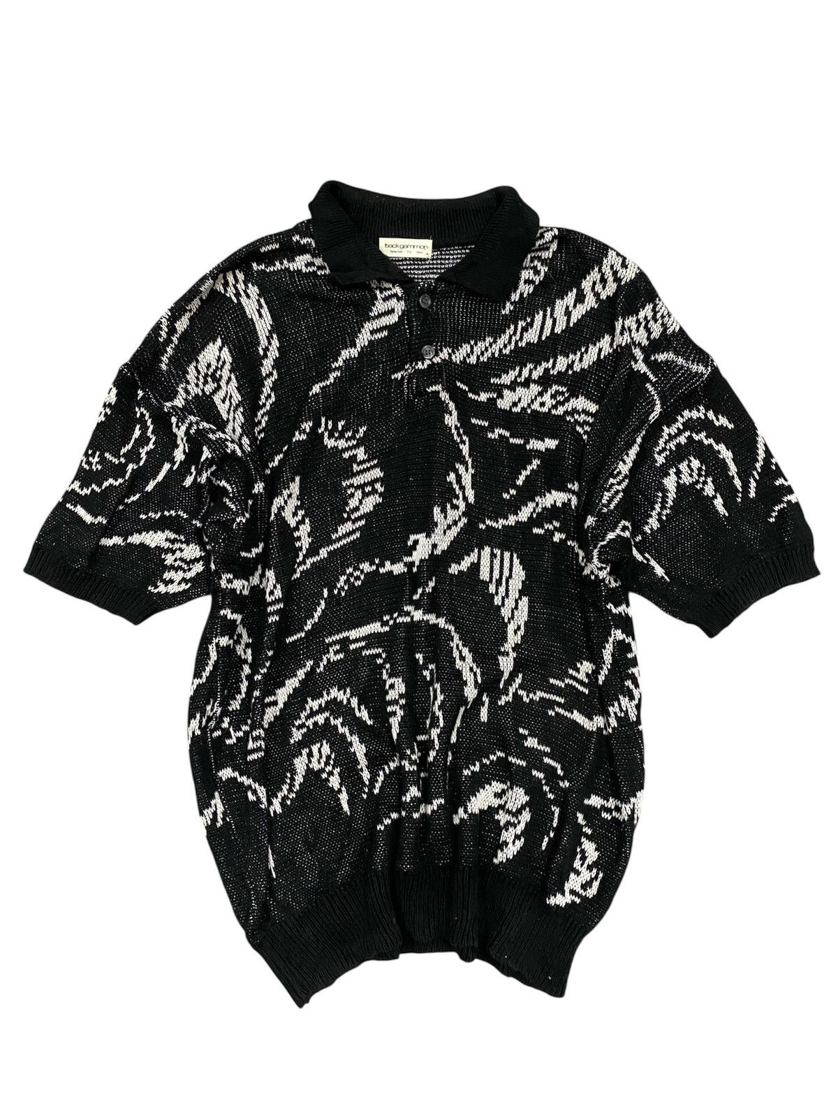 Japanese Brand Vintage Backgammon Polo Knitwear Black White Size US L / EU 52-54 / 3 - 1 Thumbnail