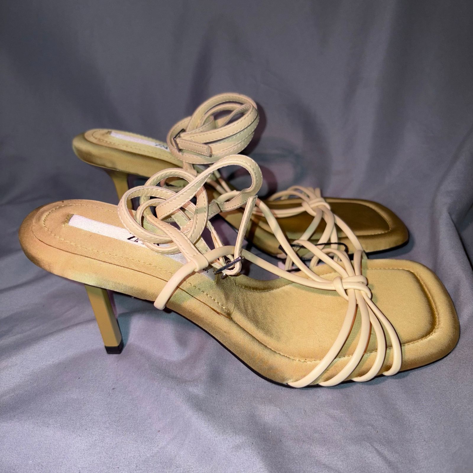 Zara Zara Butter Yellow Strappy Lace-Up Heels Size 6.5 NWT Size US 6.5 / IT 36.5 - 2 Thumbnail