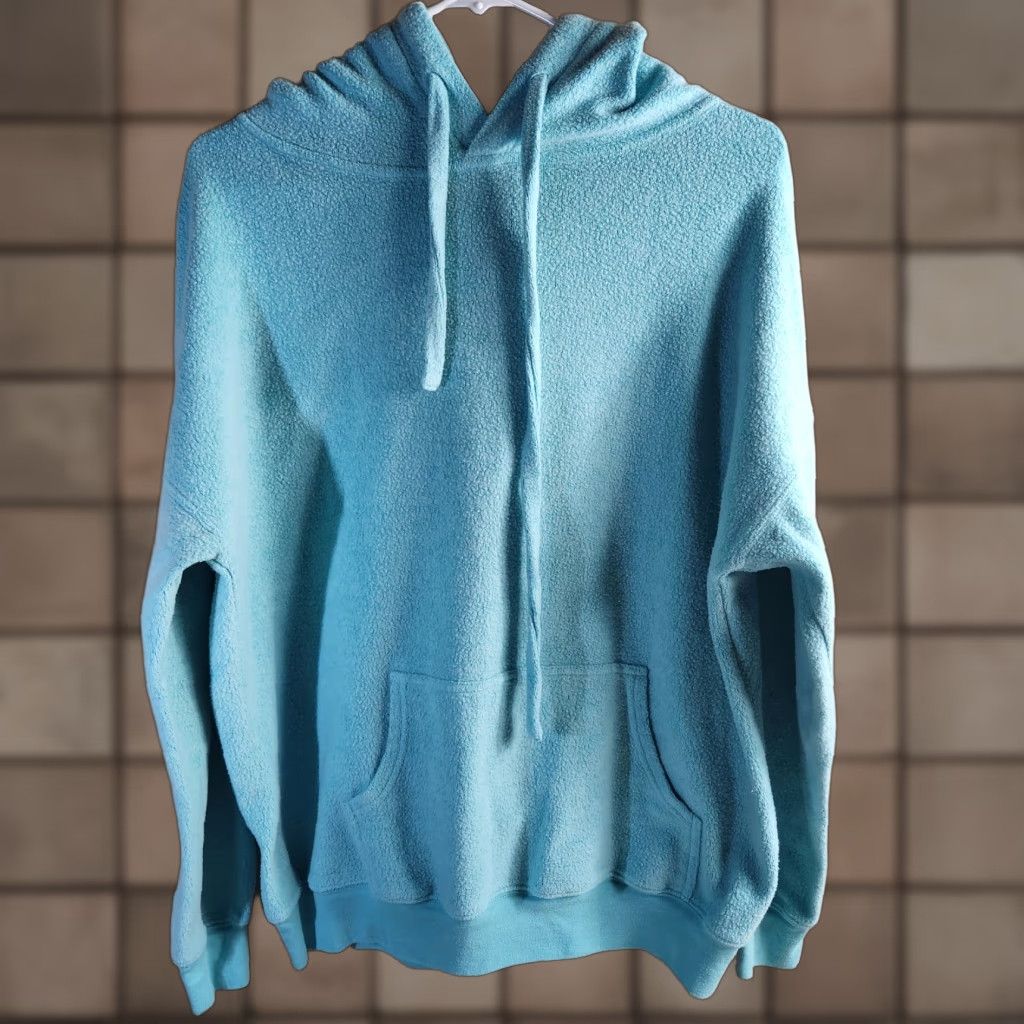 Vintage Soft Serve Womens Hoodie |L| Aquamarine Cloud Cotton Pullover Sweatshirt Pullover Hoodie with Pockets - Fall Winter Spring Casual Beach USA Womens Size L / US 10 / IT 46 - 1 Thumbnail