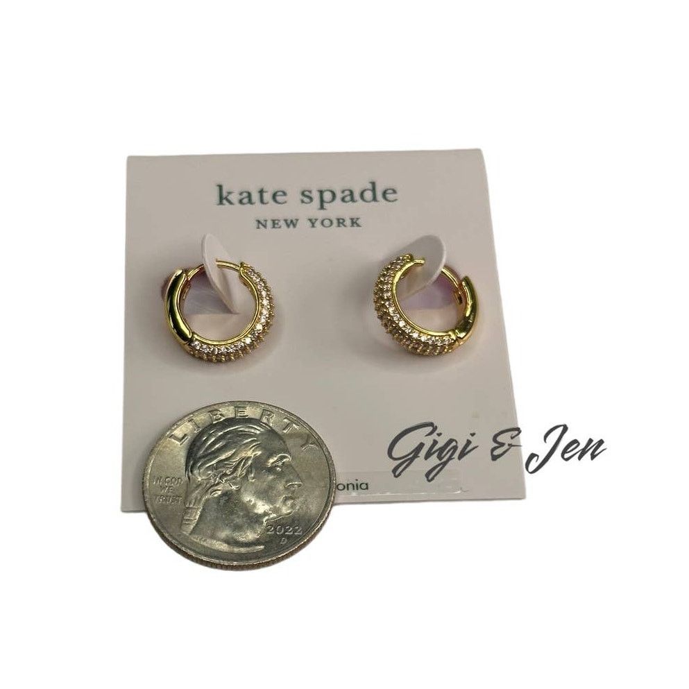 Kate Spade Kate Spade Cubic Zirconia Pink Pave Mini Huggies Earrings Size ONE SIZE - 2 Thumbnail