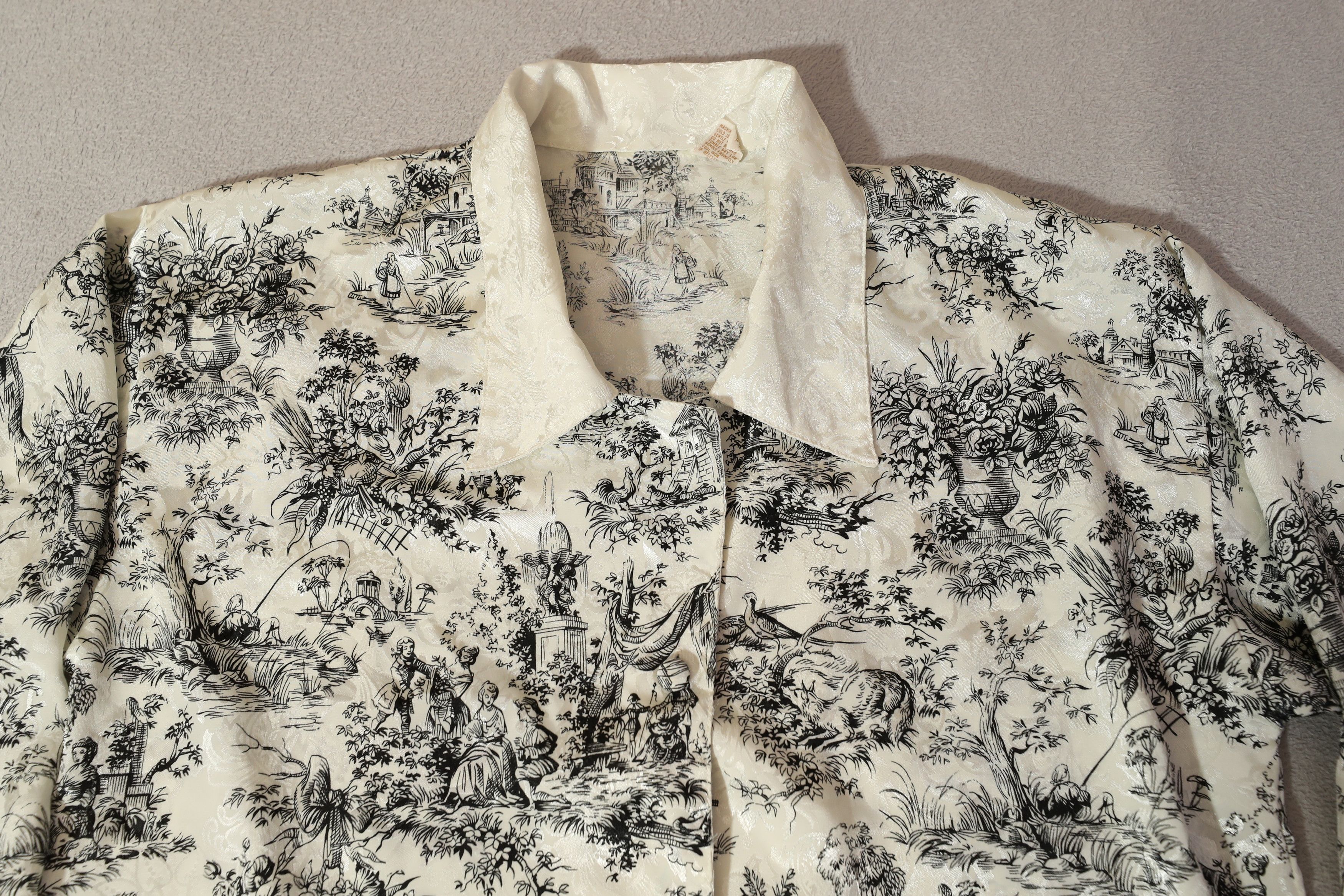 Vintage Vintage Silk Toile Print Button Up Shirt (S/P) Size S / US 4 / IT 40 - 8 Thumbnail
