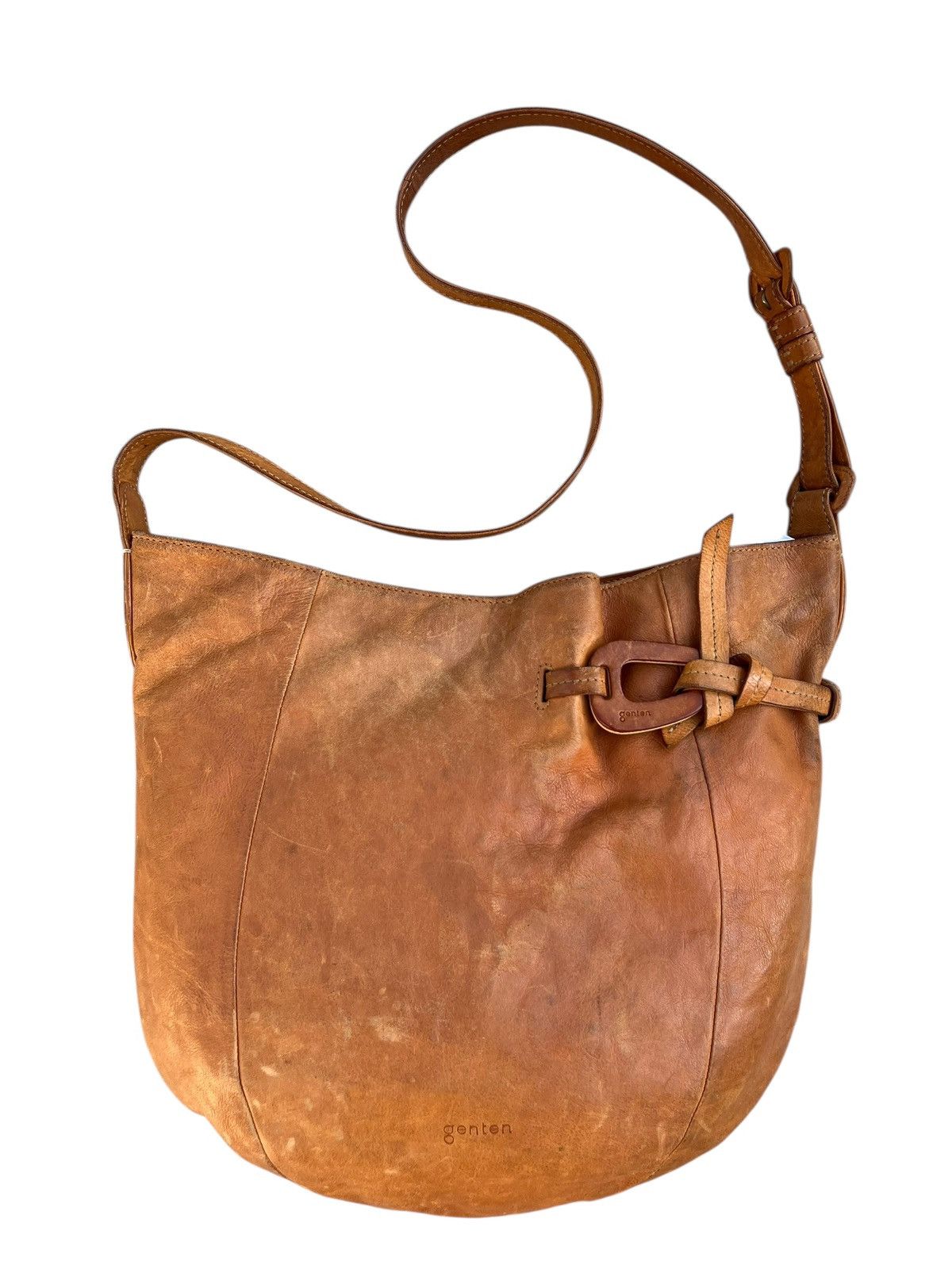 Leather Genten Japan Dirty Mud Patina Leather Bag Size ONE SIZE - 7 Thumbnail