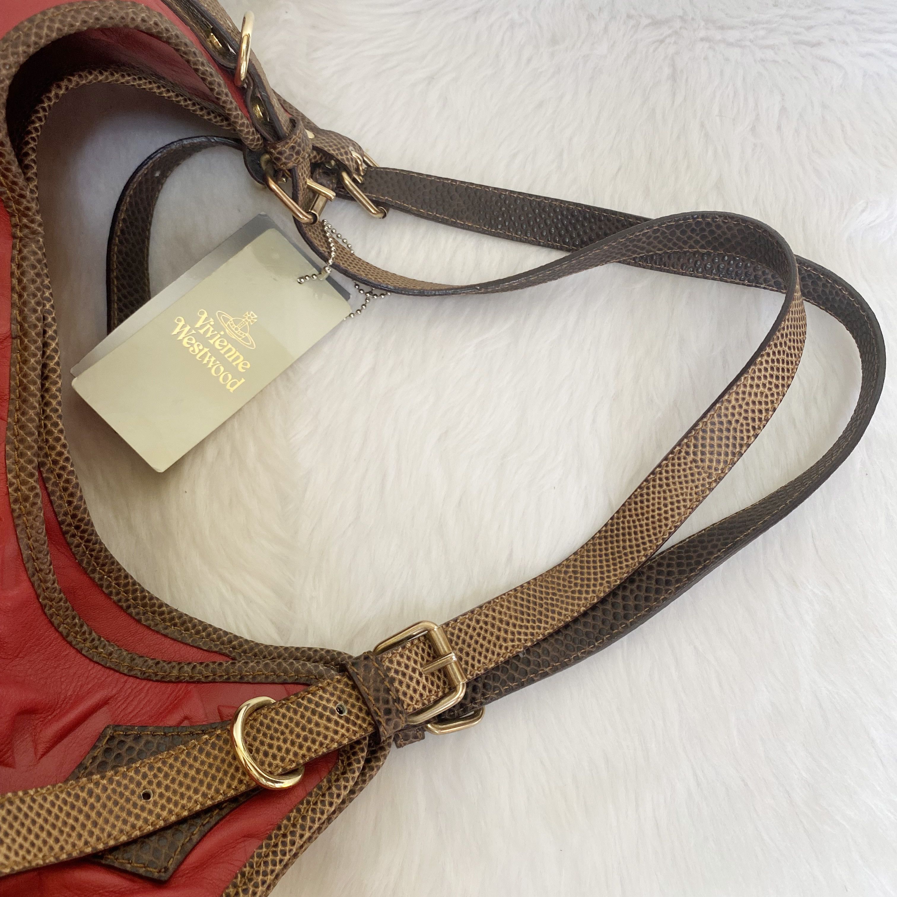 Vivienne Westwood Sahara Red Leather Hobo Shoulder Bag Size ONE SIZE - 10 Thumbnail