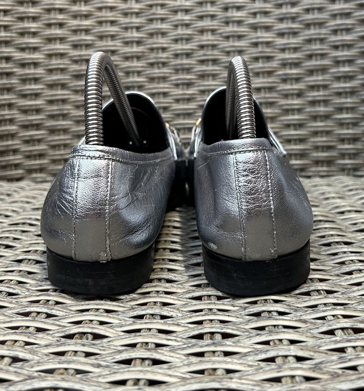 Tom Ford × Vintage Vintage Tom Ford Silver Leather Chain Loafer Flats MUCH WORN Size US 9 / IT 39 - 4 Thumbnail