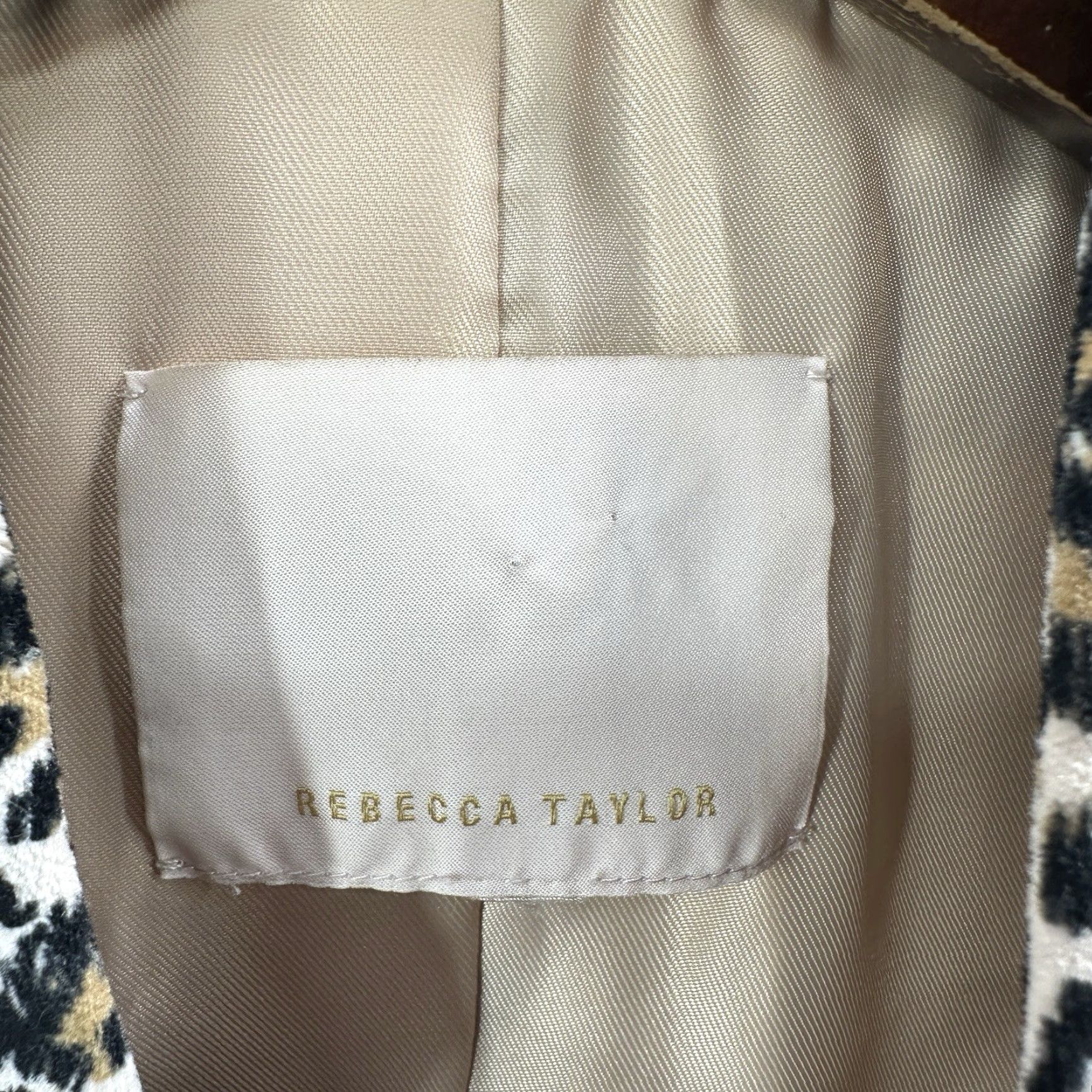 Rebecca Taylor VINTAGE Rebecca Taylor Blazer Womens S Leopard Velvet Double Breast Buttons Beige Lightweight 90s Mens? Wait not. Lash. Size S / US 4 / IT 40 - 4 Thumbnail